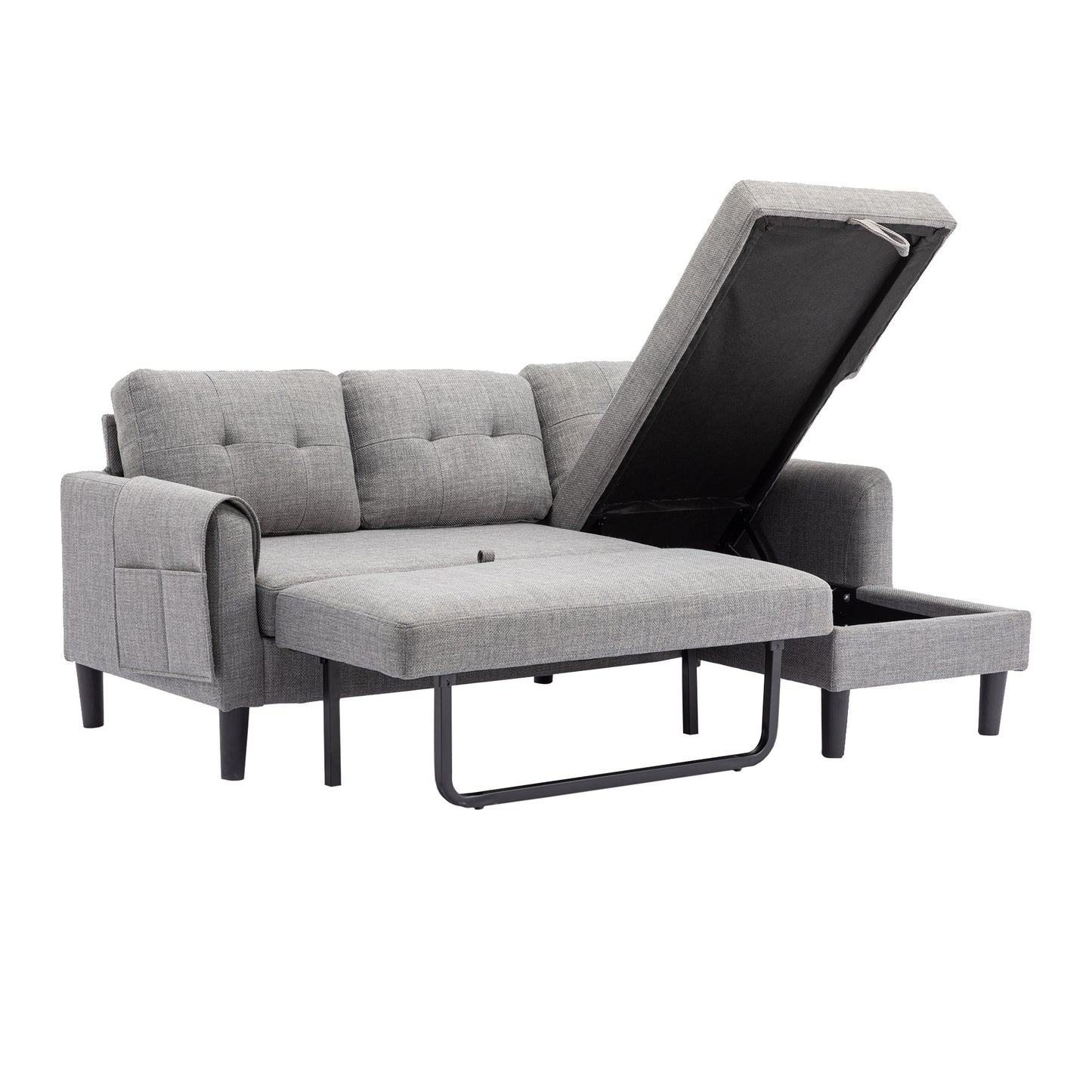 UNITED WE WIN Sectional Sofa Reversible Sectional Sleeper Sectional Sofa with Storage Chaise