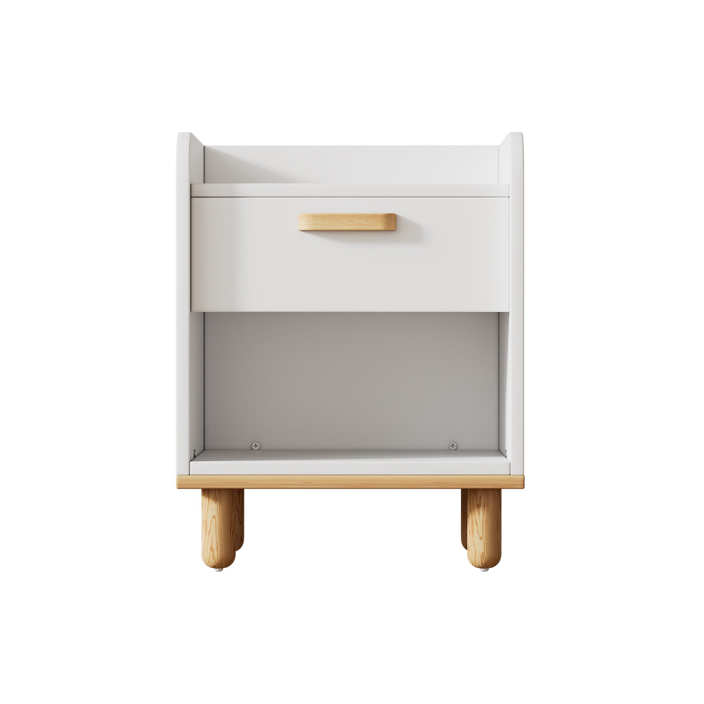 Modern Simple Style White Modern Nightstand, One Drawer Kids Night Stand for Bedroom, End Side Table with Open Storage Shelf