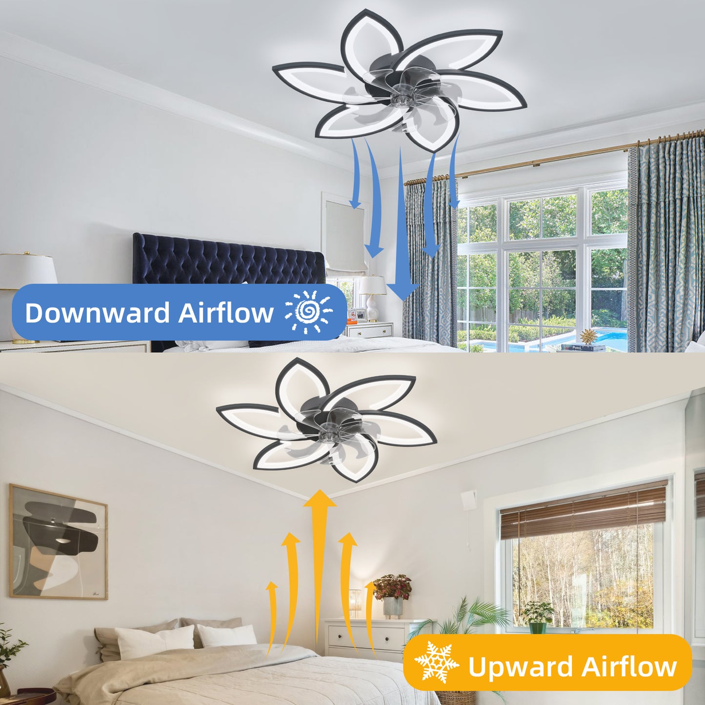 Modern 31-Inch Ceiling Fan with Dimmable LED Lights and Remote Control