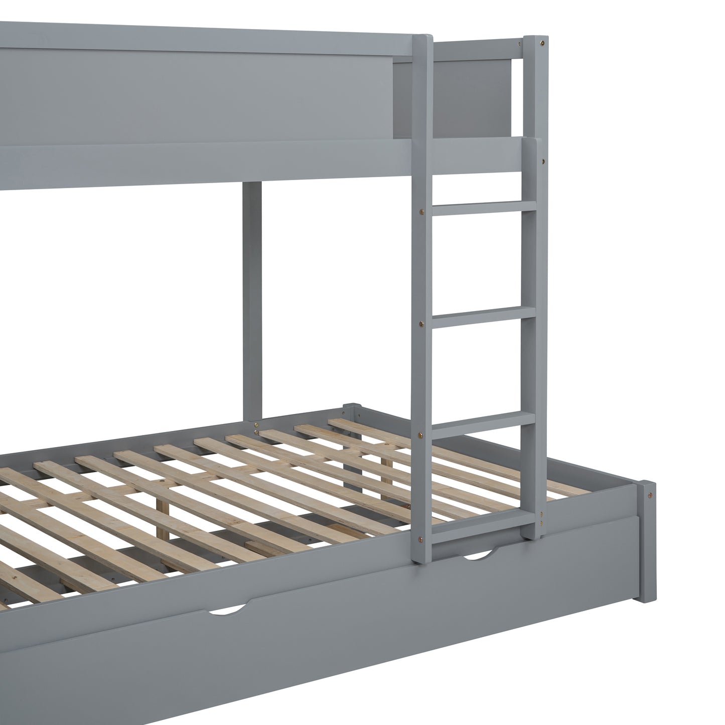 Full-Over-Full Bunk Bed with Twin Trundle, Storage, Desk, and USB Outlets, Gray - Ultimate Space-Saving Solution for Bedroom