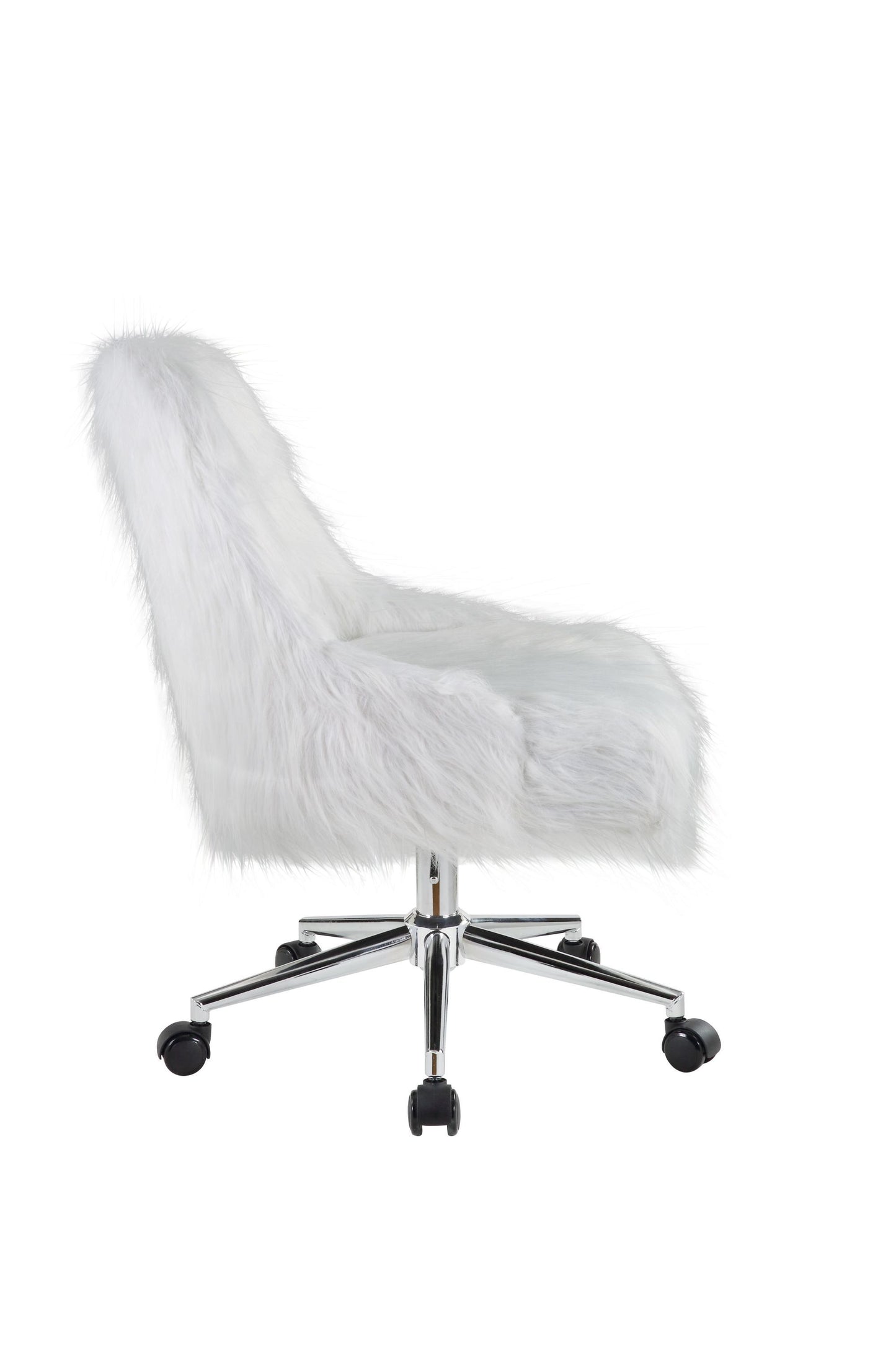 Arundell II Office Chair in White Faux Fur & Chrome Finish OF00122