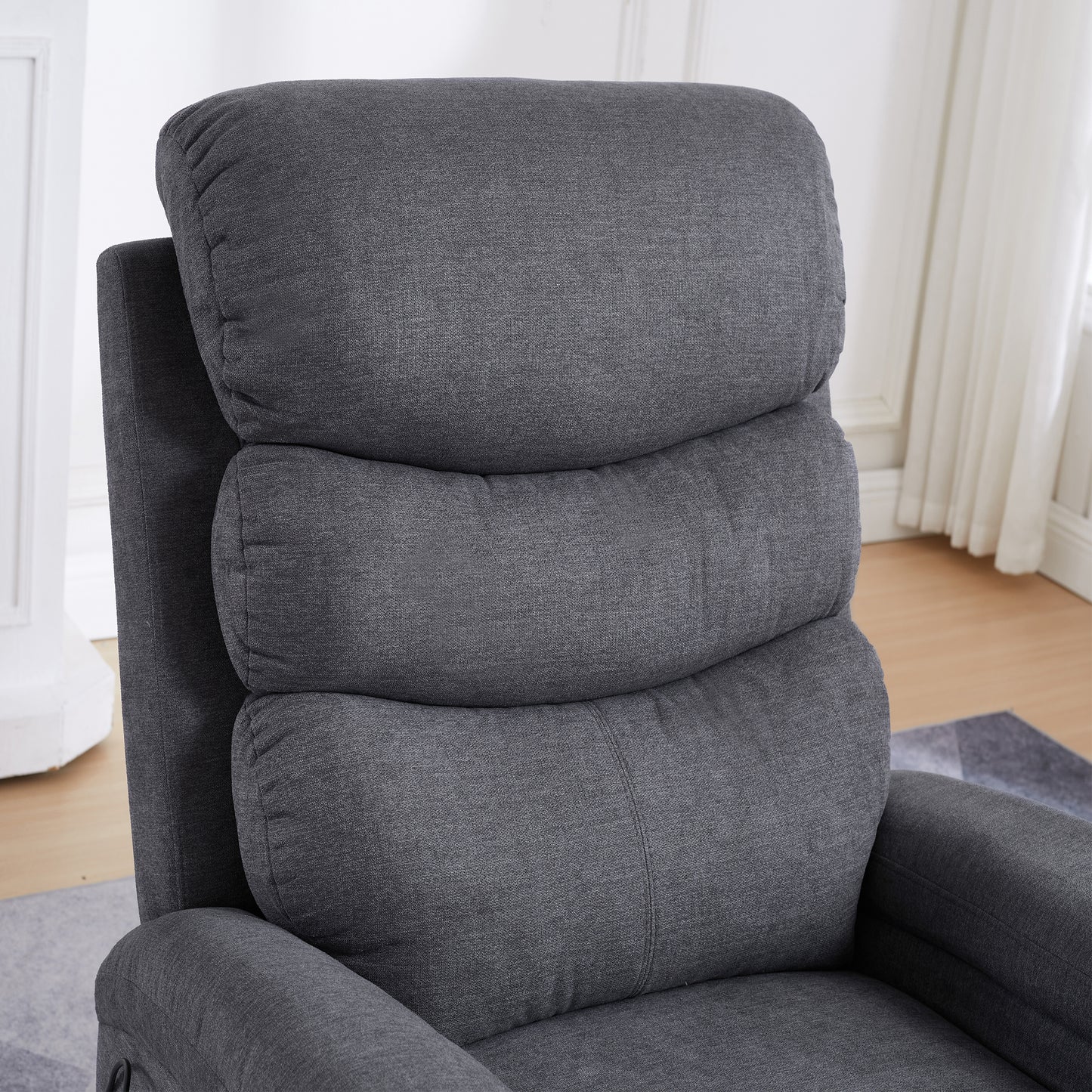 Electric Power Lift Recliner Chair with Massage and Heating - Grey Linen Fabric and USB Port