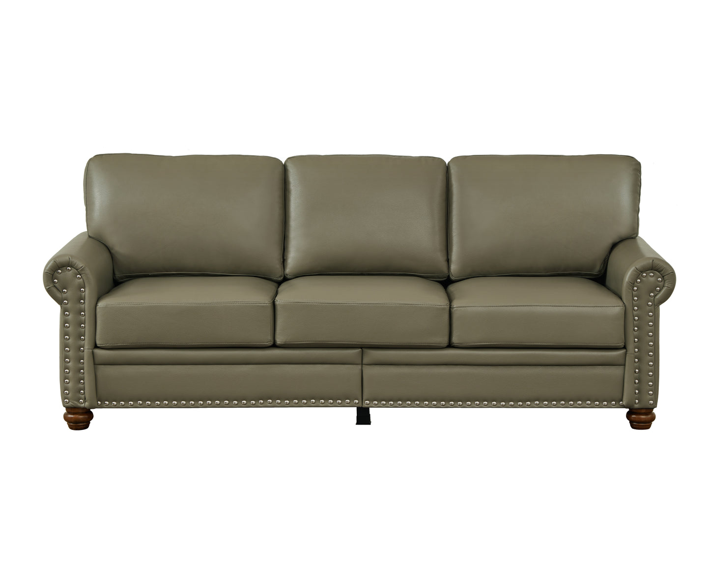 Classic Living Room Nails Sofa Taupe Faux Leather