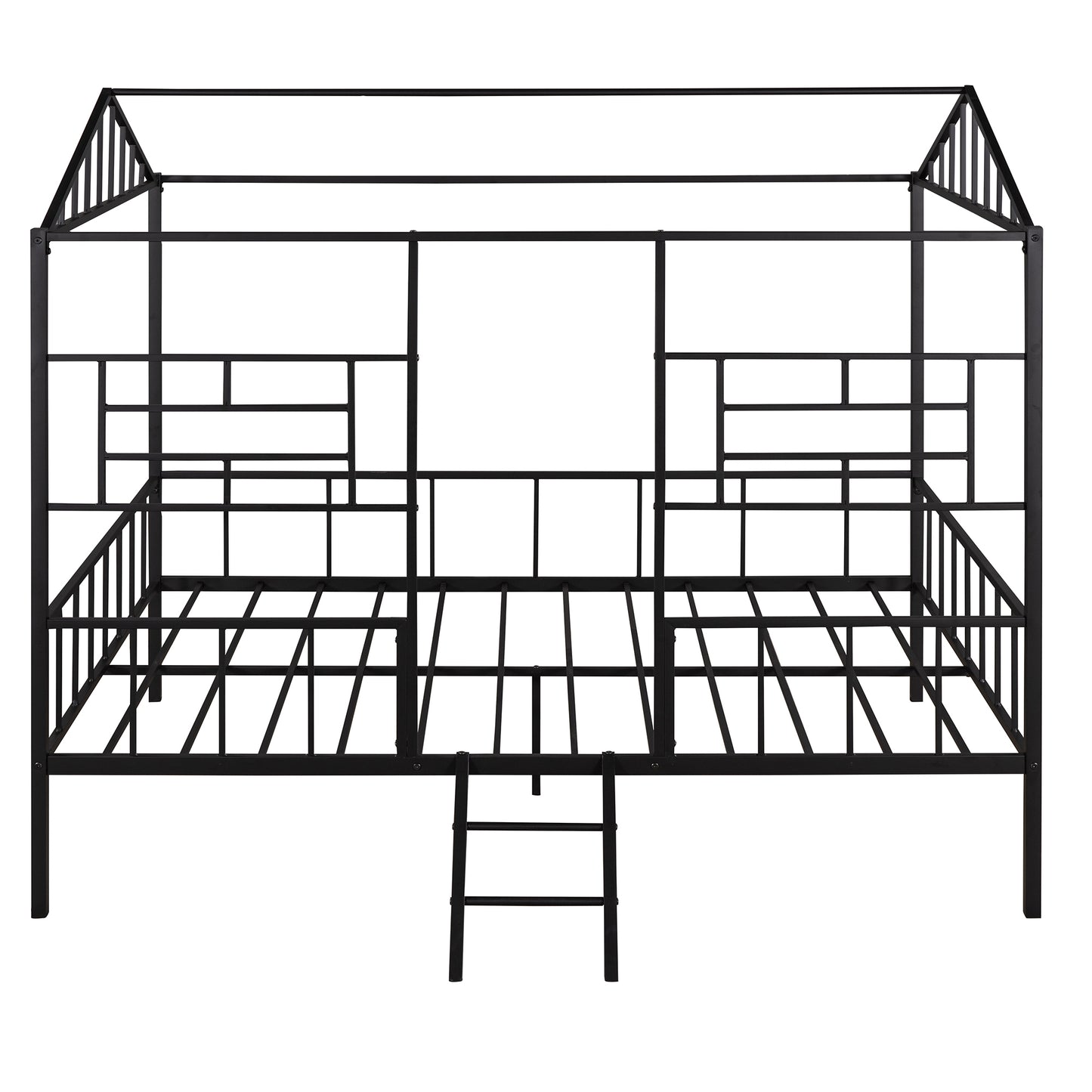 Metal House Bed Frame Full Size with Slatted Support No Box Spring Needed Black