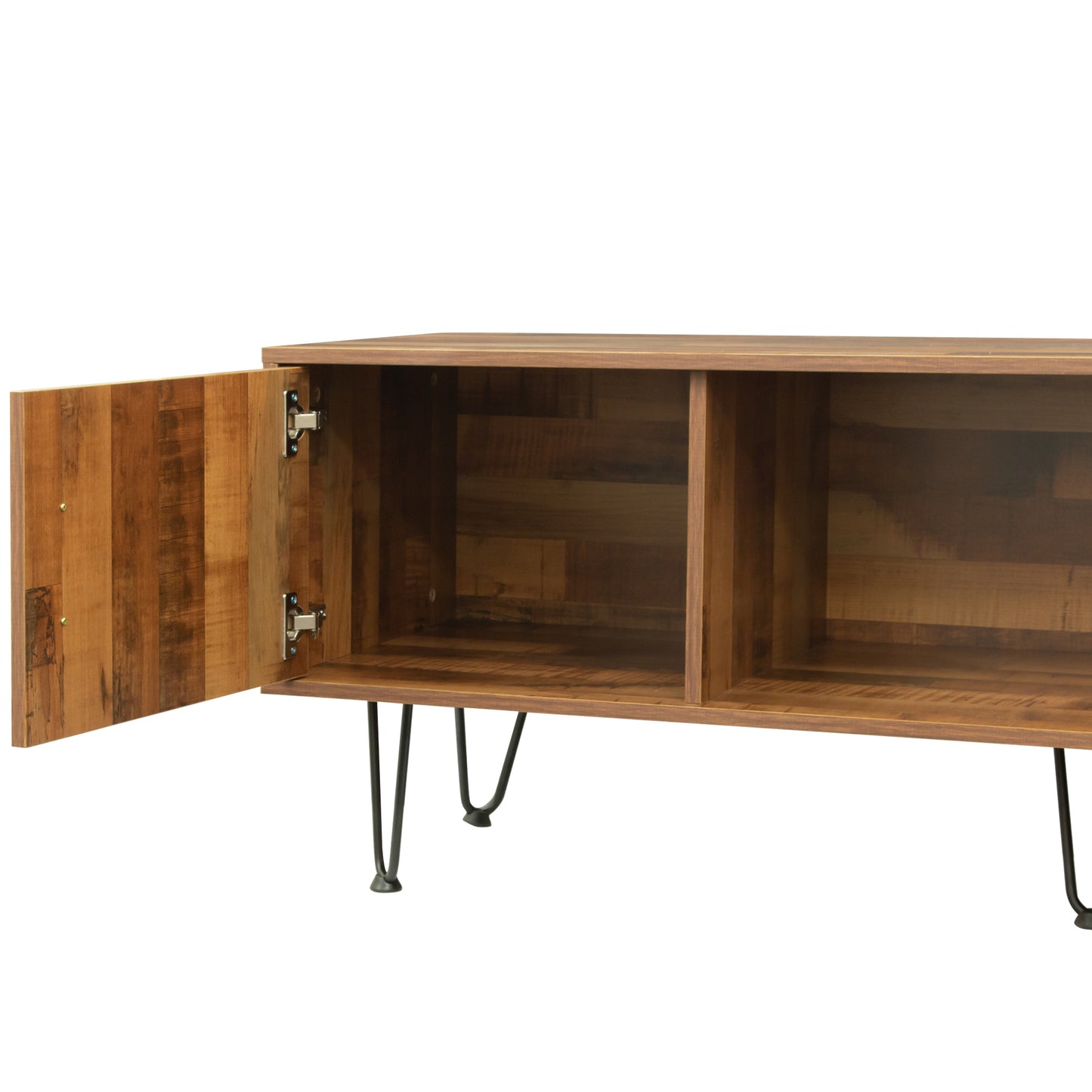 60-Inch Wide Rustic TV Stand with Storage Shelves and Cabinets