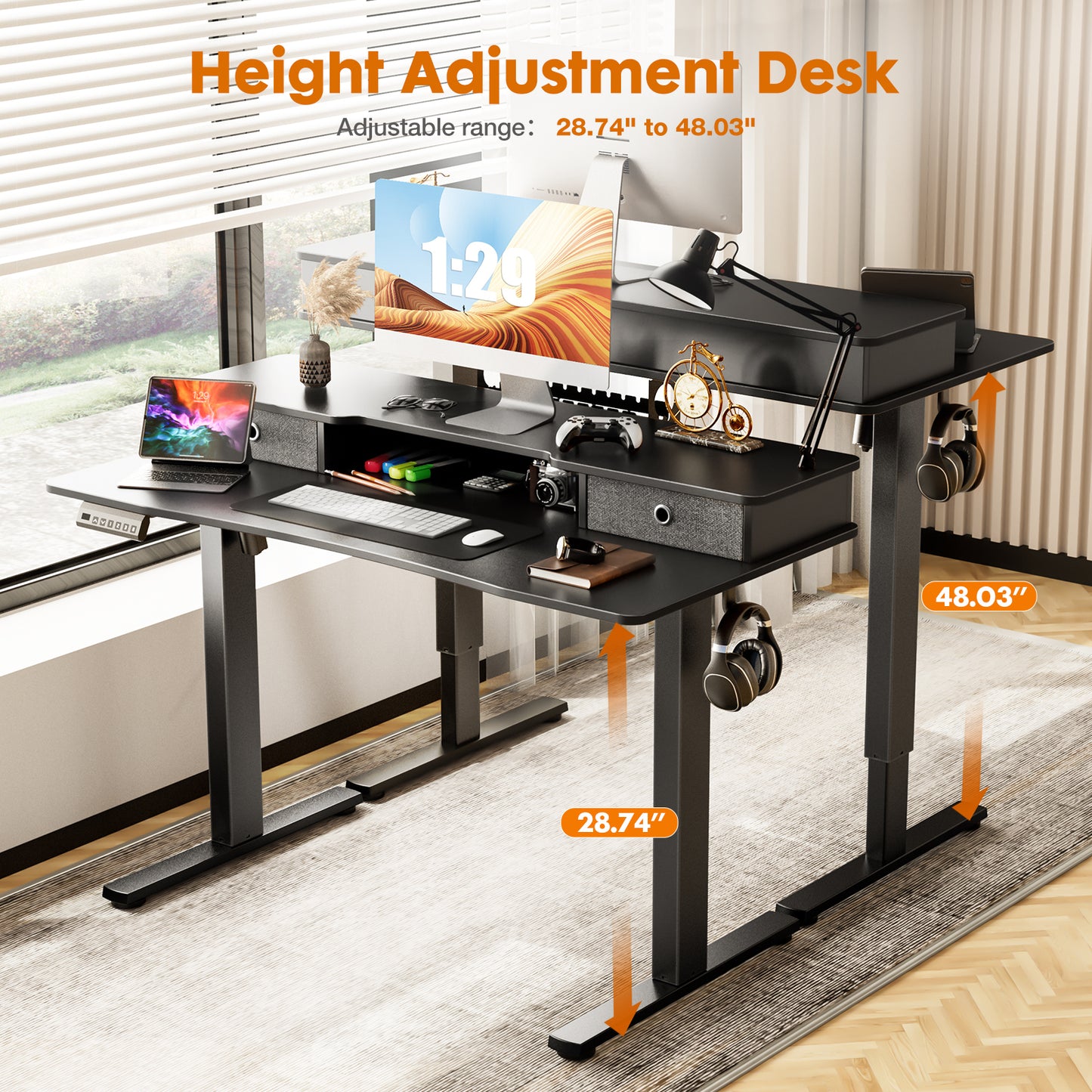 Electric Standing Desk with Adjustable Height and Storage Drawers for Optimal Health