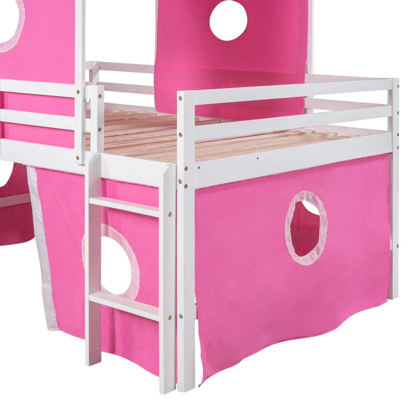 Pink Castle Loft Bed with Slide Tower