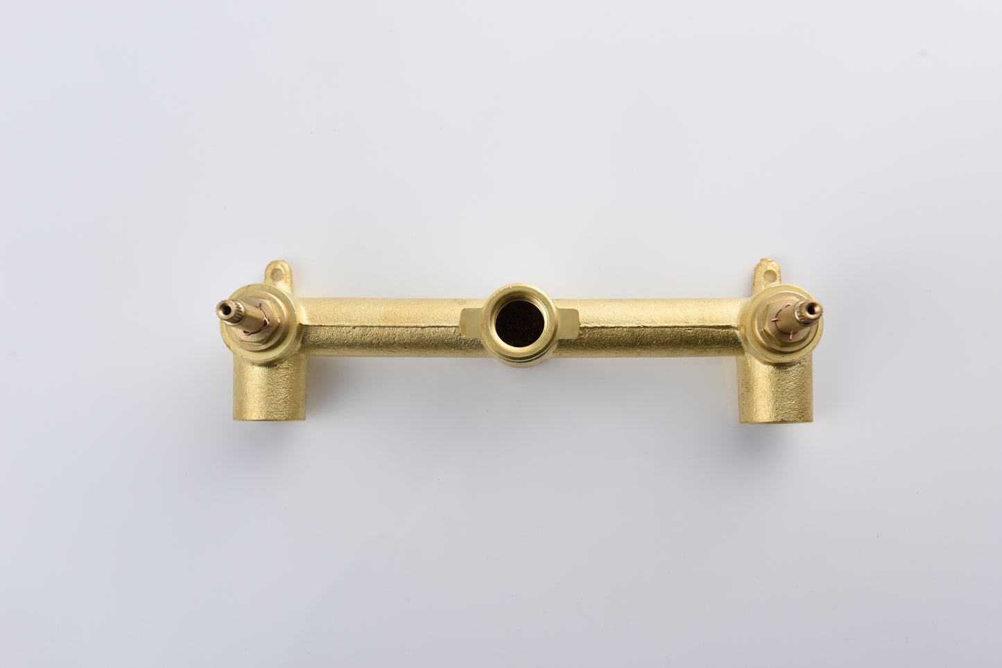 Golden Cross-Handle Wall Mounted Brass Bathroom Faucet