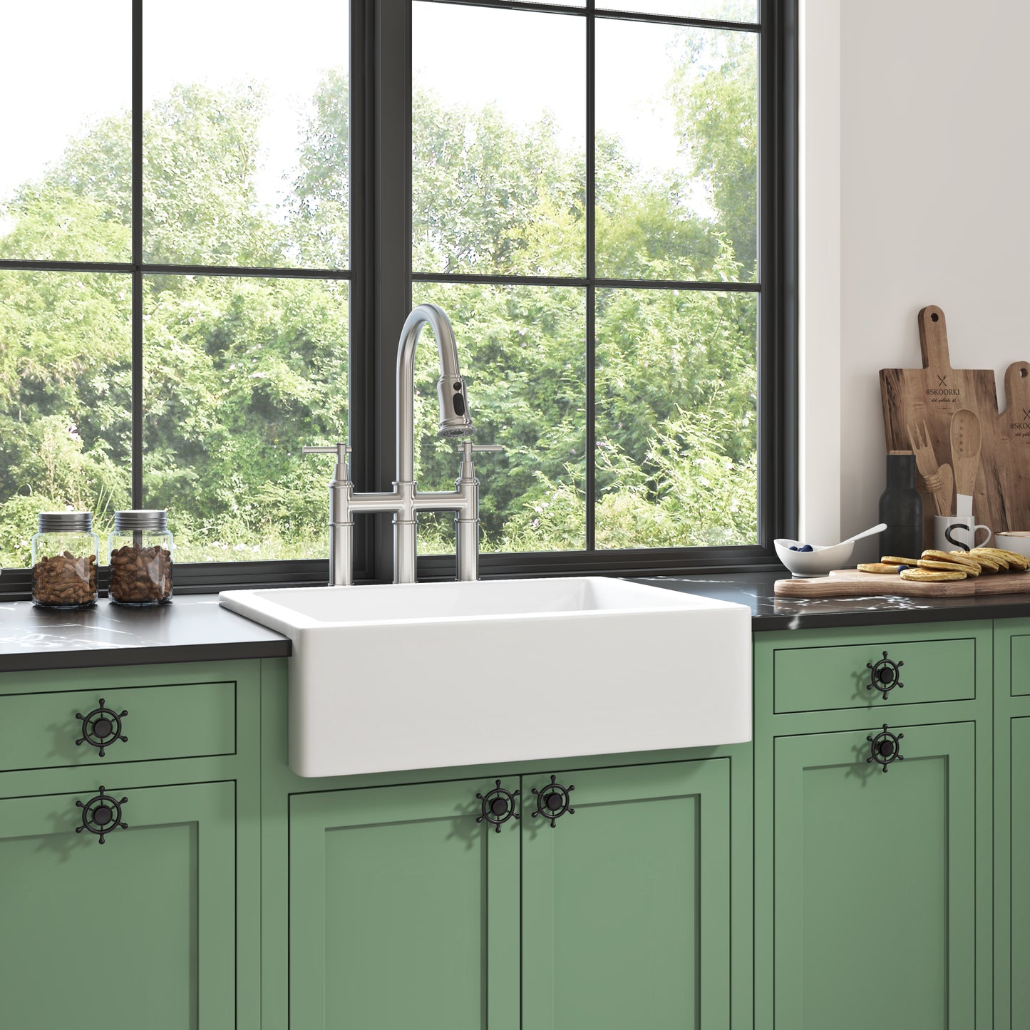 Deep White Fireclay Farmhouse Kitchen Sink