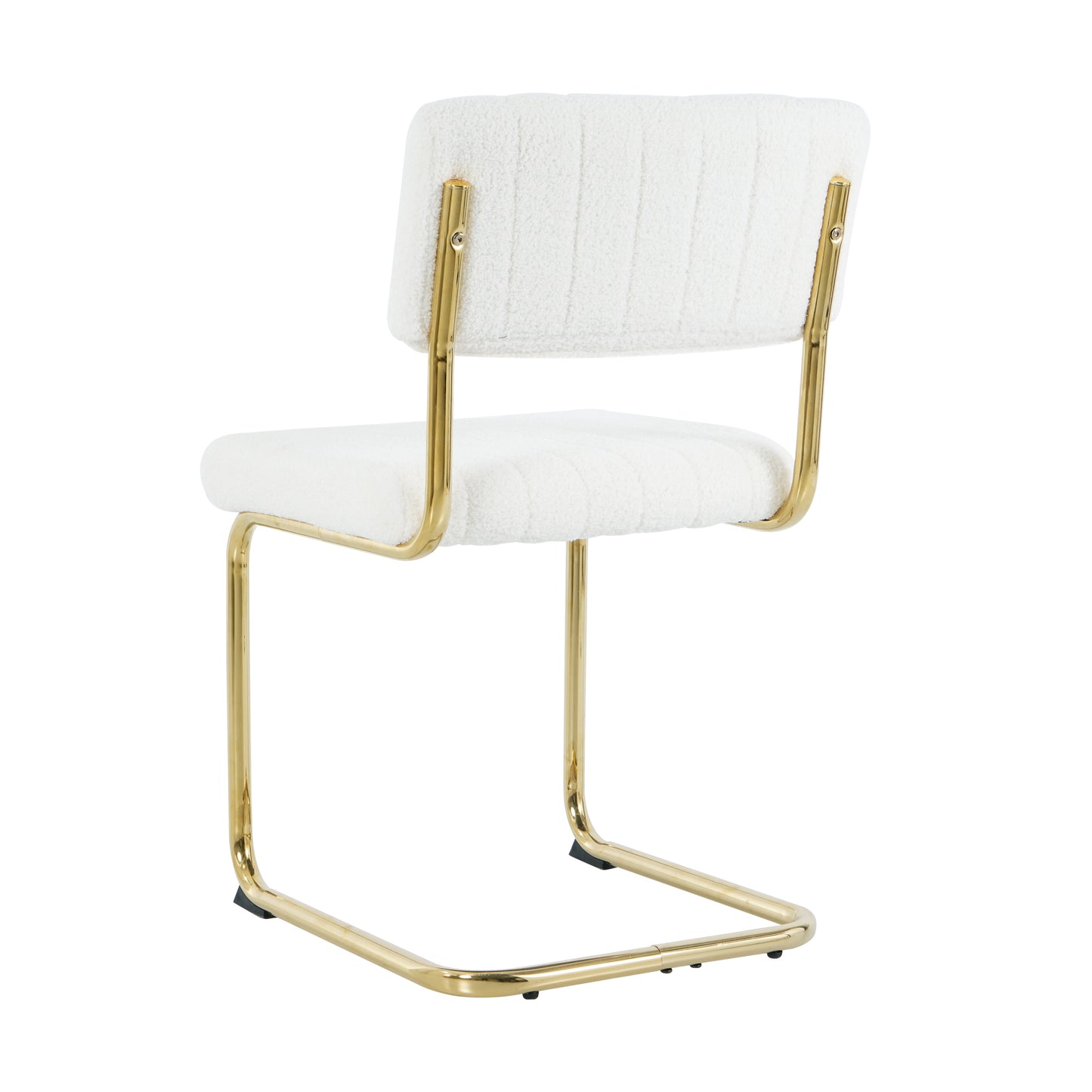 Modern simple light luxury dining White chair home bedroom stool back dressing chair student desk chair gold metal legs(set of 4)