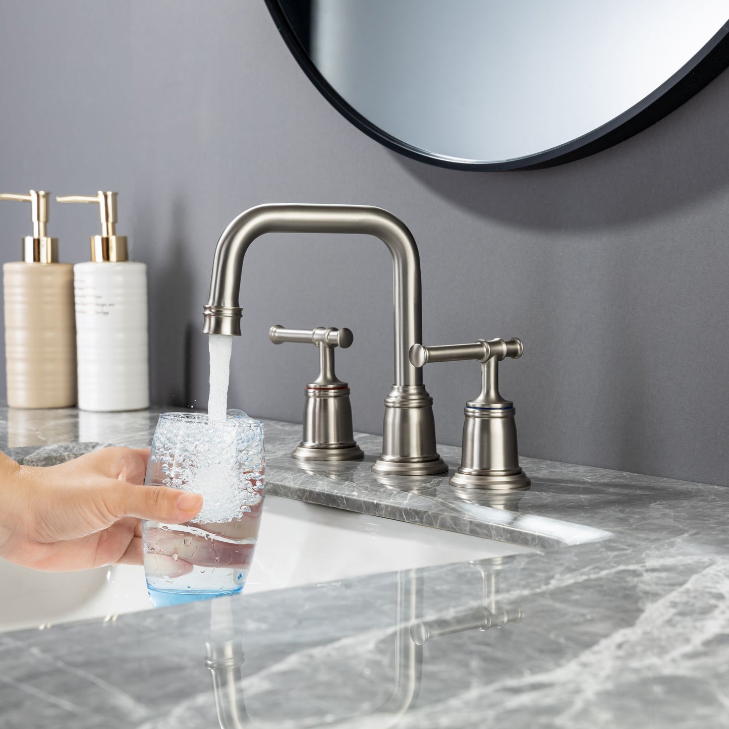 Widespread Bathroom Sink Faucet Set with Drain Assembly