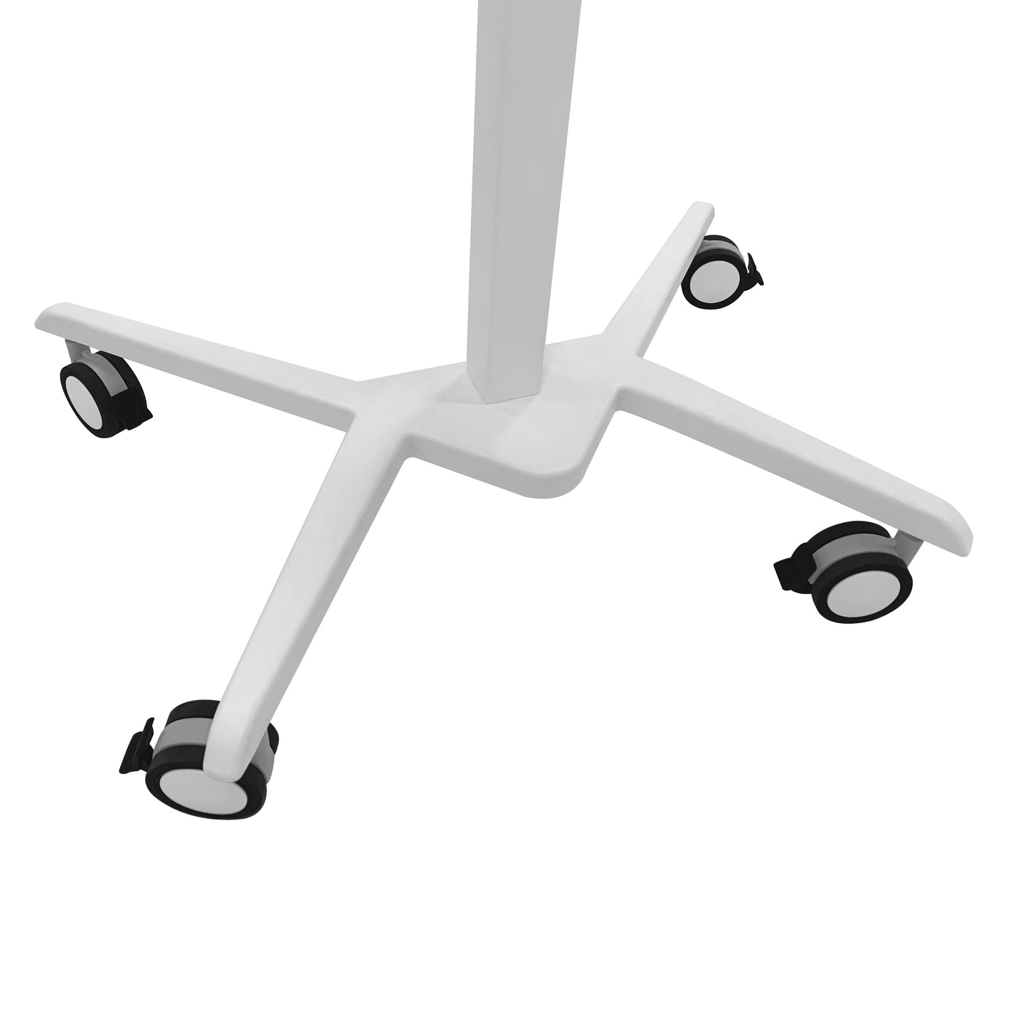 Adjustable White Laptop Stand with Tilt Tabletop and Rolling Mechanism