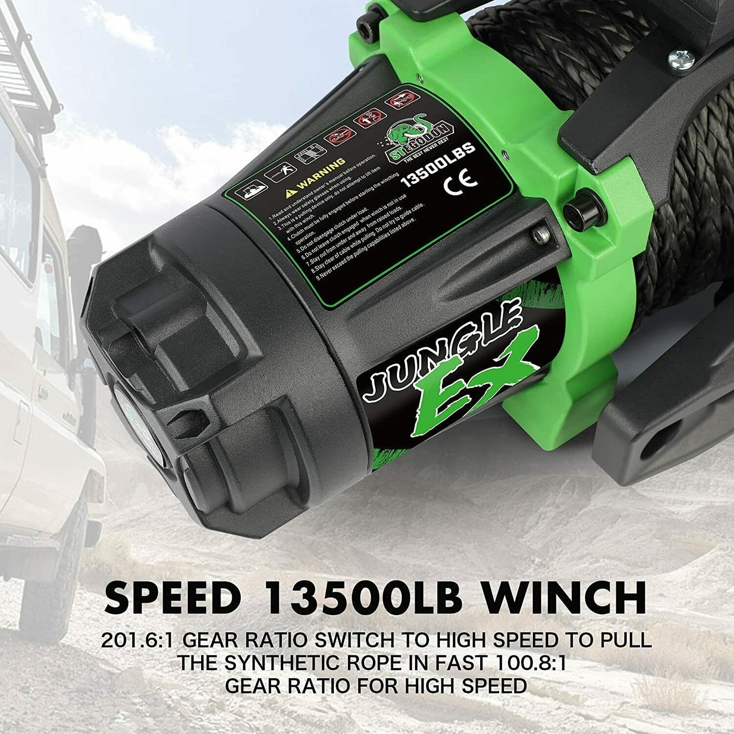 STEGODON JUNGLE-EX SERIES 13500 LBS WINCH: Electric Winch for Towing Trucks and Off-Road Vehicle