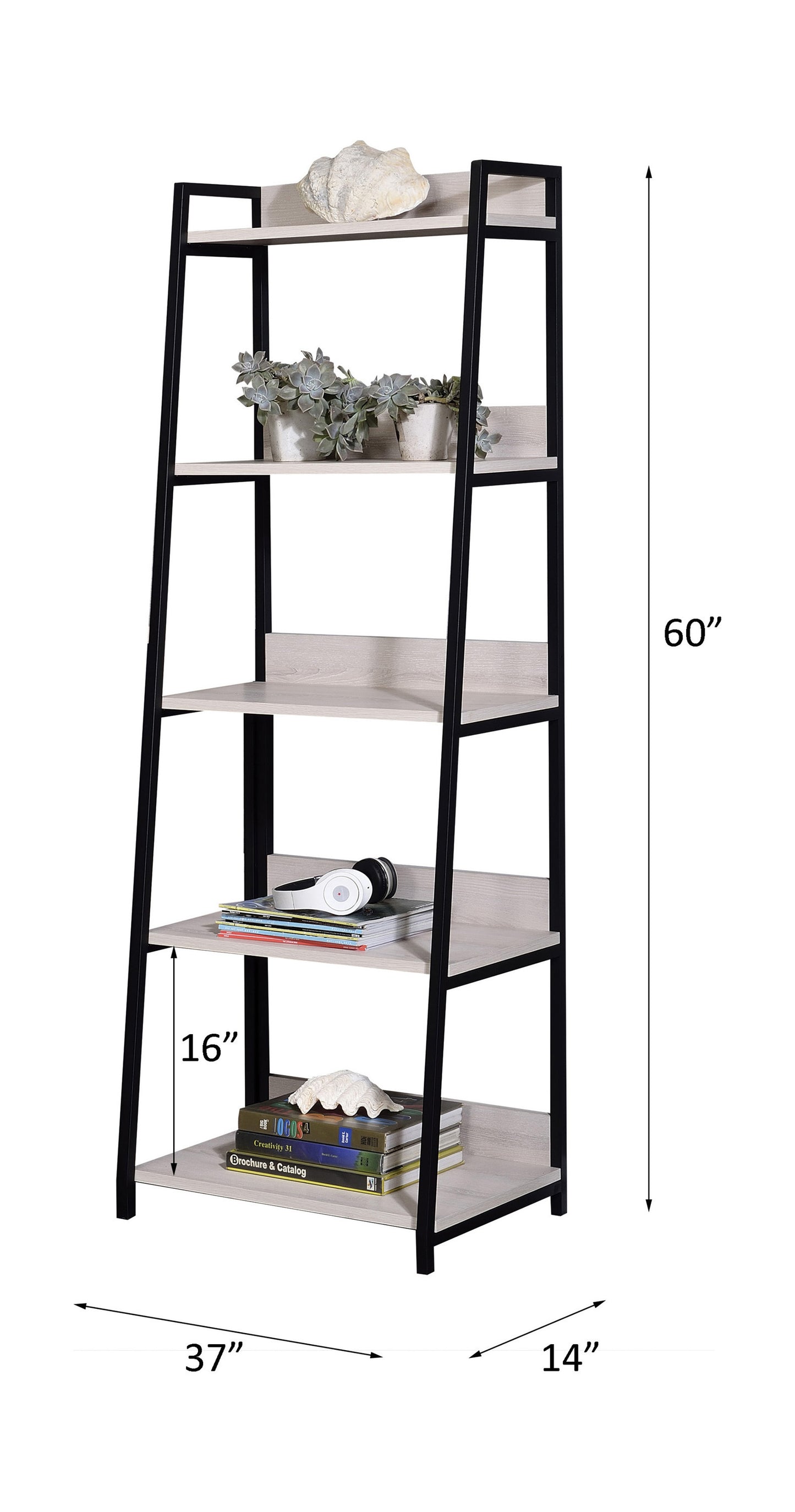 Wendral Bookshelf (5-Tier, 23"L), Natural & Black 92674