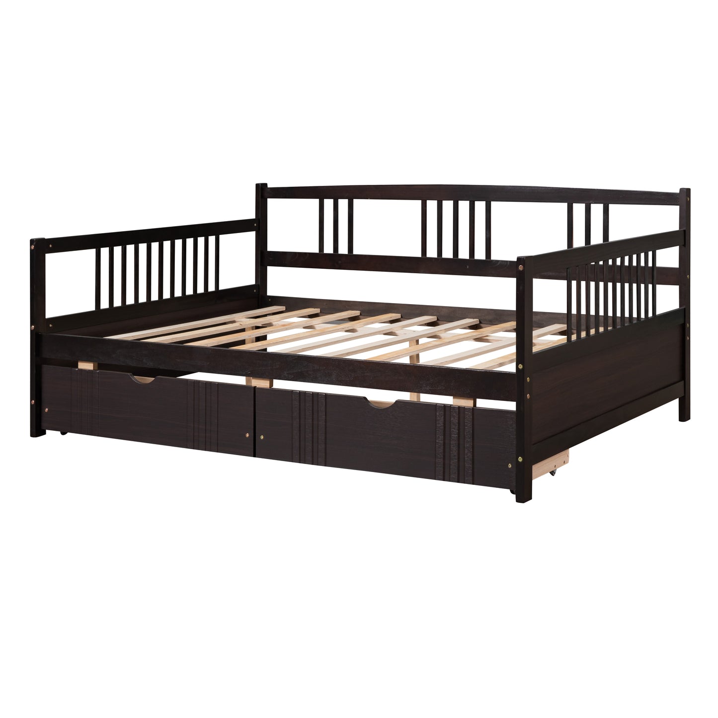 Full Size Daybed Wood Bed with Two Drawers,Espresso