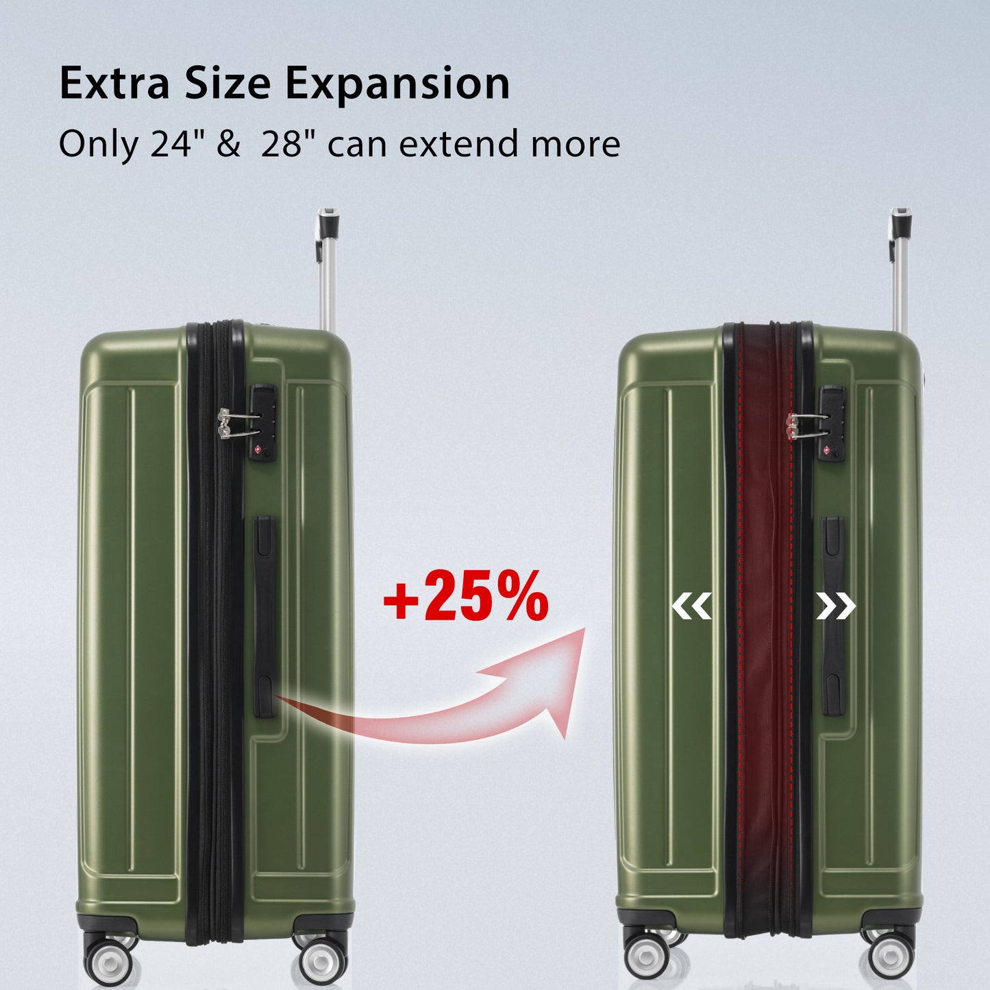 Hardside Luggage Sets 3 Pieces, Expandable Luggages Spinner Suitcase with TSA Lock Lightweight Carry on Luggage 20inch 24inch 28inch