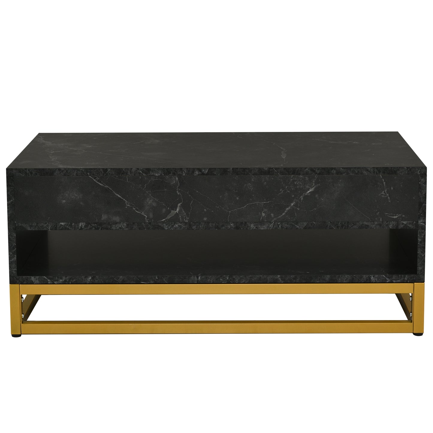 Elegant Marble Coffee Table Set with Metallic Finish and Storage Options