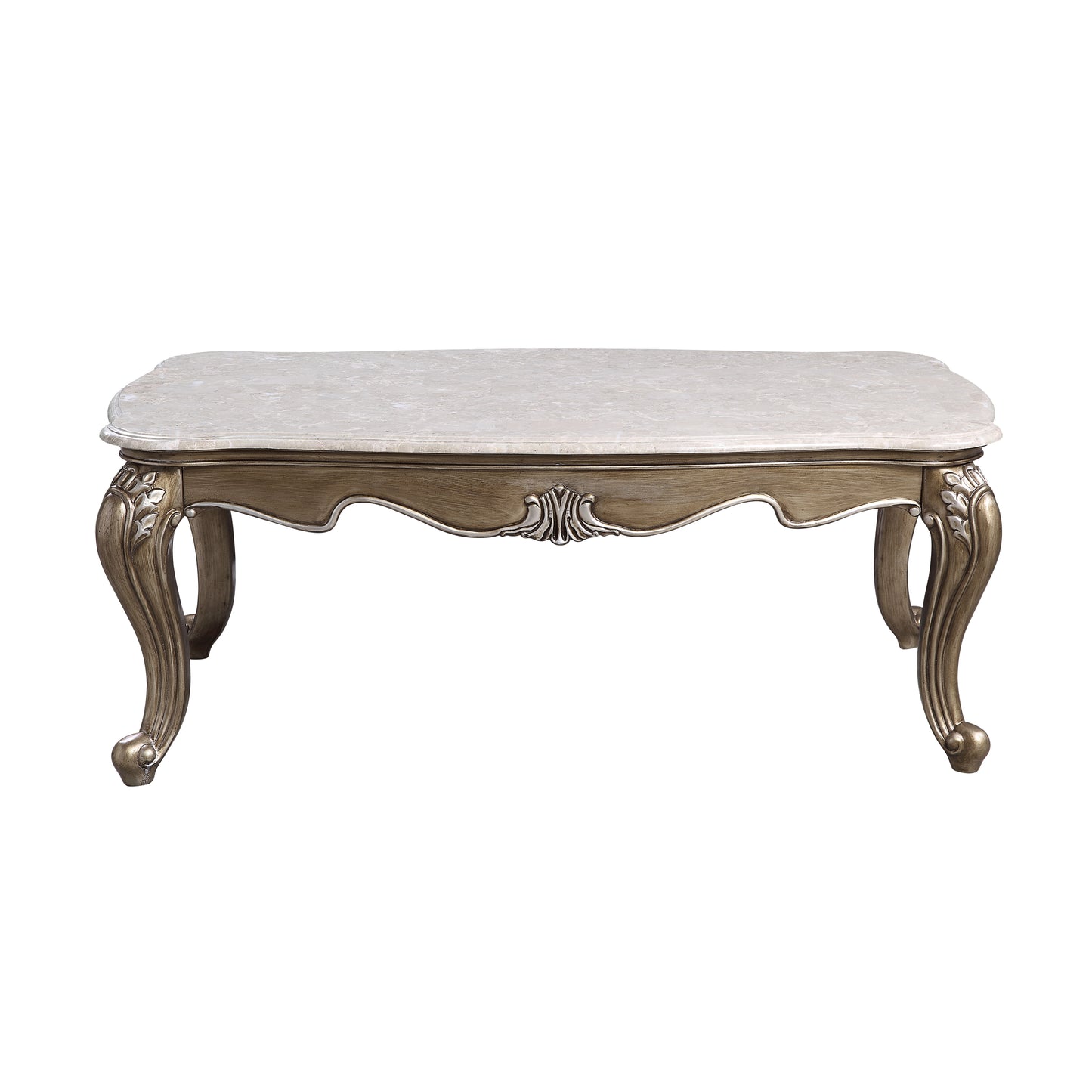 Elozzol Marble Top Coffee Table with Antique Bronze Finish LV00302