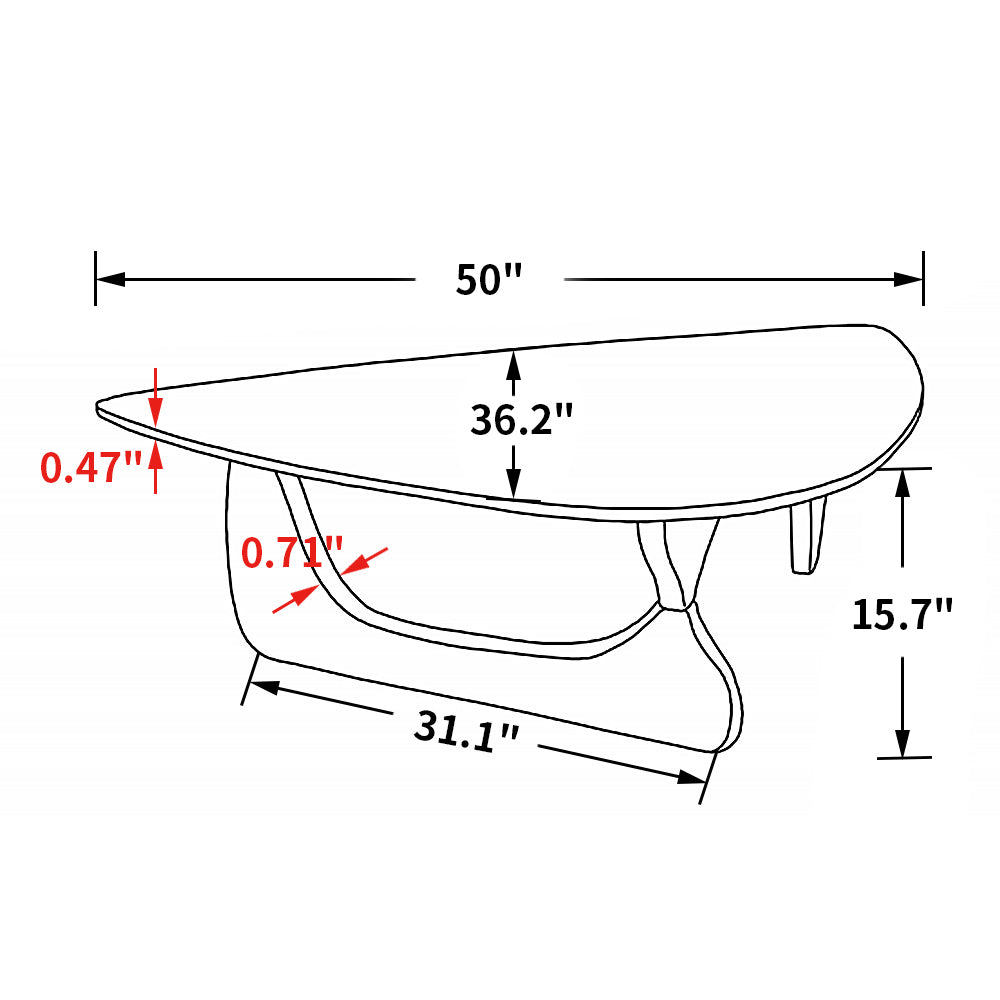 Modern Triangle Solid Wood Coffee Table for Home