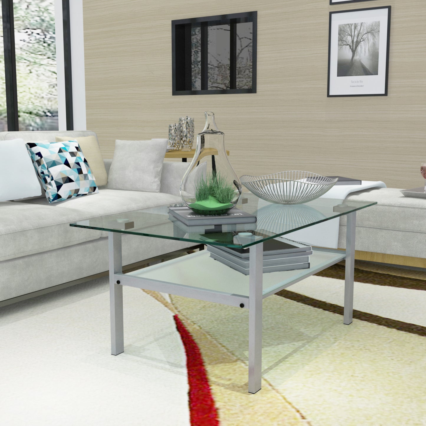 Sleek Grey Glass Coffee Table - Versatile and Stylish Addition for Any Room