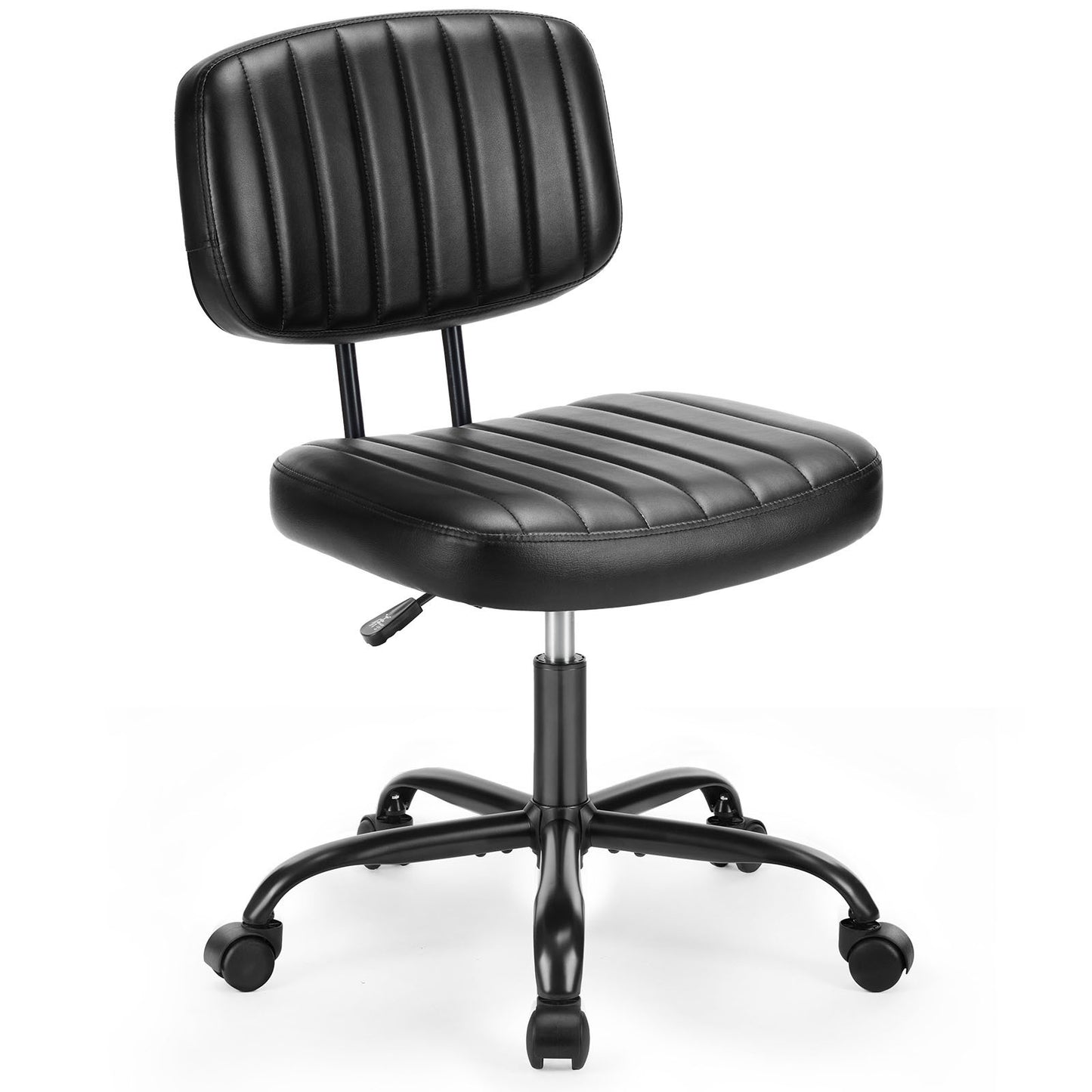 SWEETCRISPY PU Leather Low Back Task Chair Small Home Office Chair with Wheels