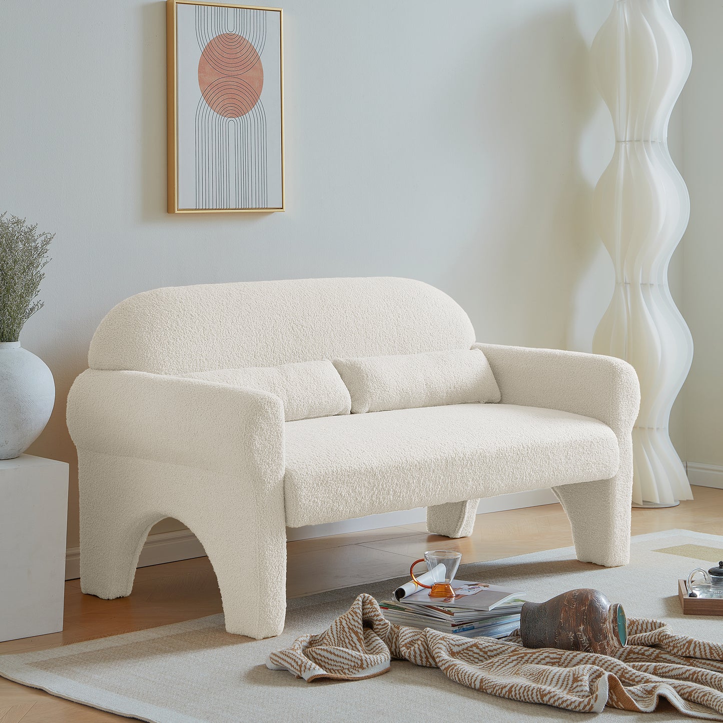 Modern teddy fabric loveseat for Living room