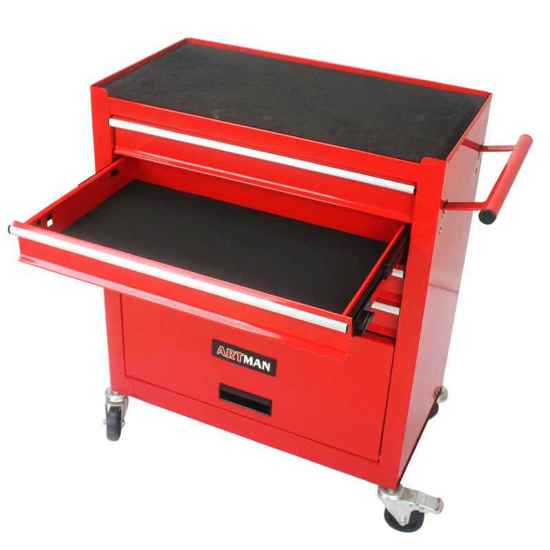 4 DRAWERS MULTIFUNCTIONAL RED TOOL CART WITH WHEELS