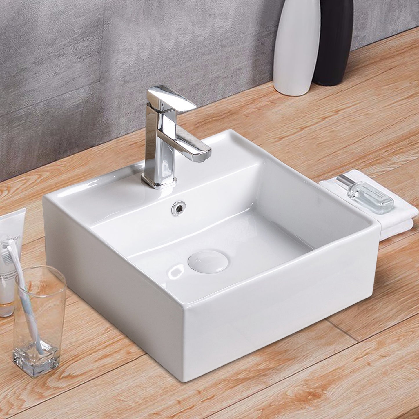 Vessel  Bathroom Sink Basin in White Ceramic