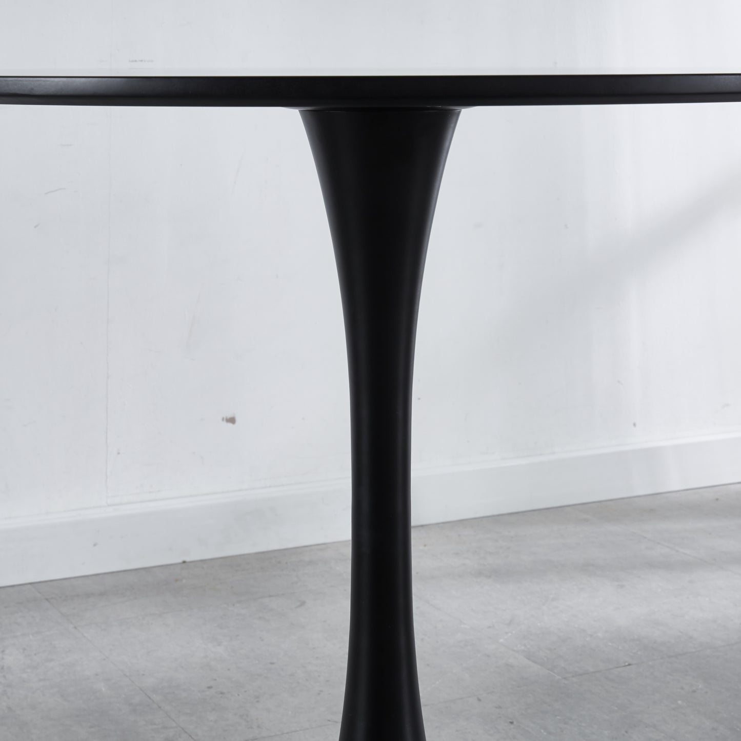 Modern Matte Black Pedestal Dining Table for 4-6 People