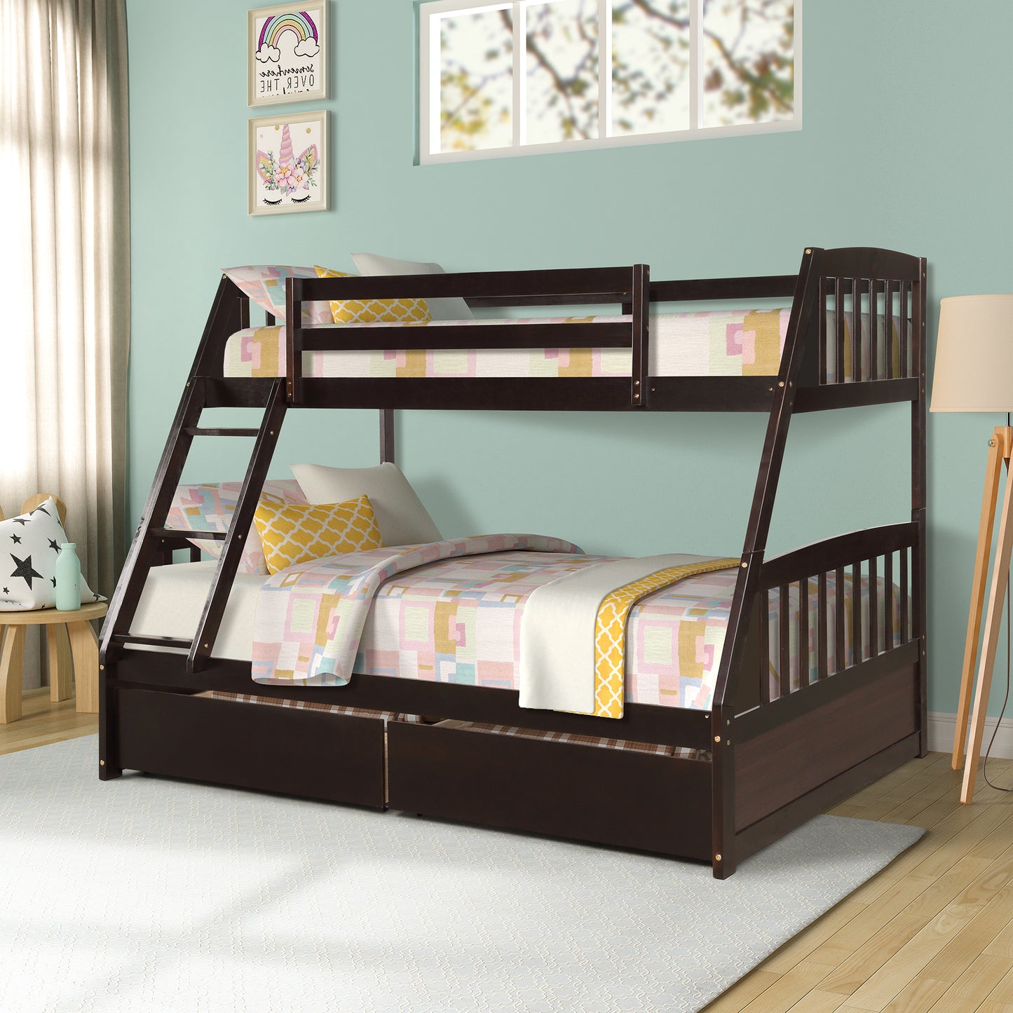 Espresso Twin Over Full Bunk Bed with Storage Drawers