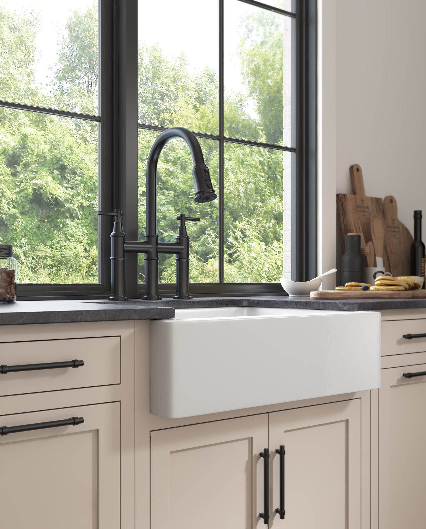 Deep White Fireclay Farmhouse Kitchen Sink