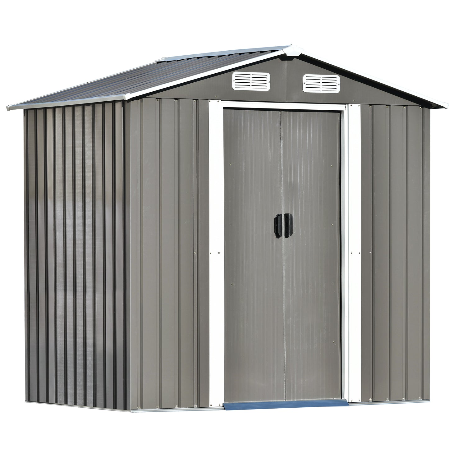 Patio 6ft x4ft Bike Shed Garden Shed, Metal Storage Shed with Adjustable Shelf and Lockable Door, Tool Cabinet with Vents and Foundation for Backyard, Lawn, Garden, Gray