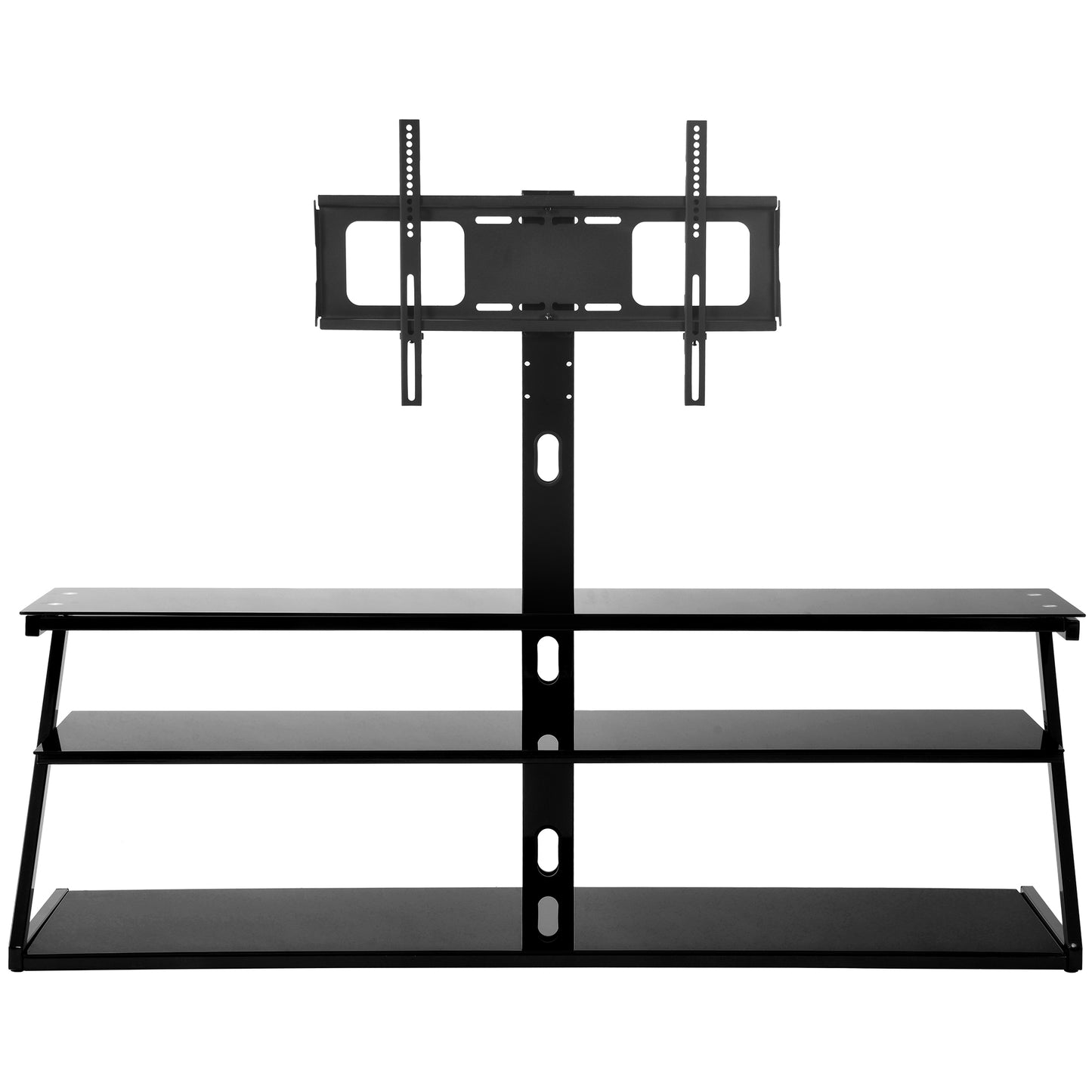 Swivel Glass Entertainment Center with Height Adjustable TV Stand