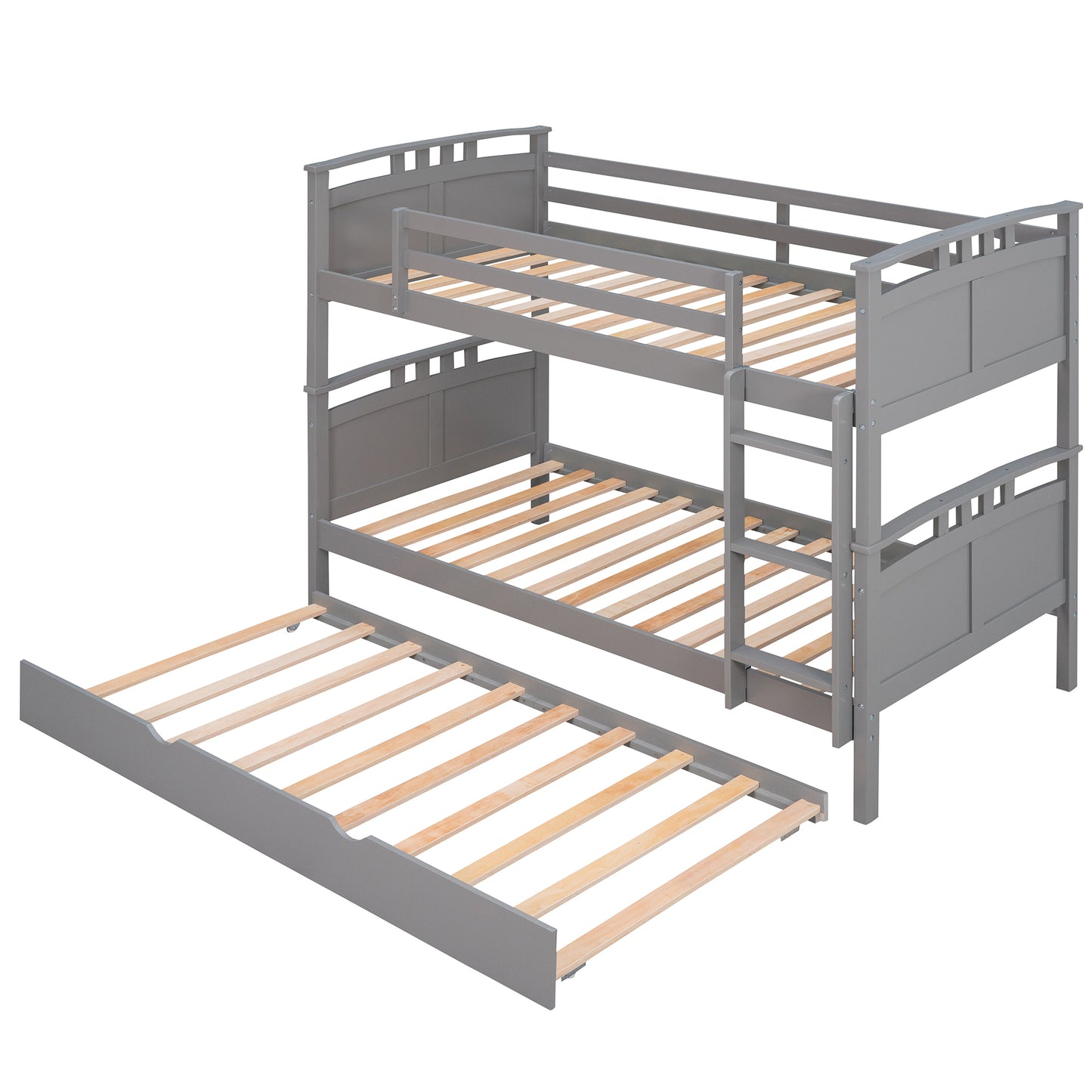 Separable Twin Over Twin Bunk Bed Set with Trundle - Charcoal Gray