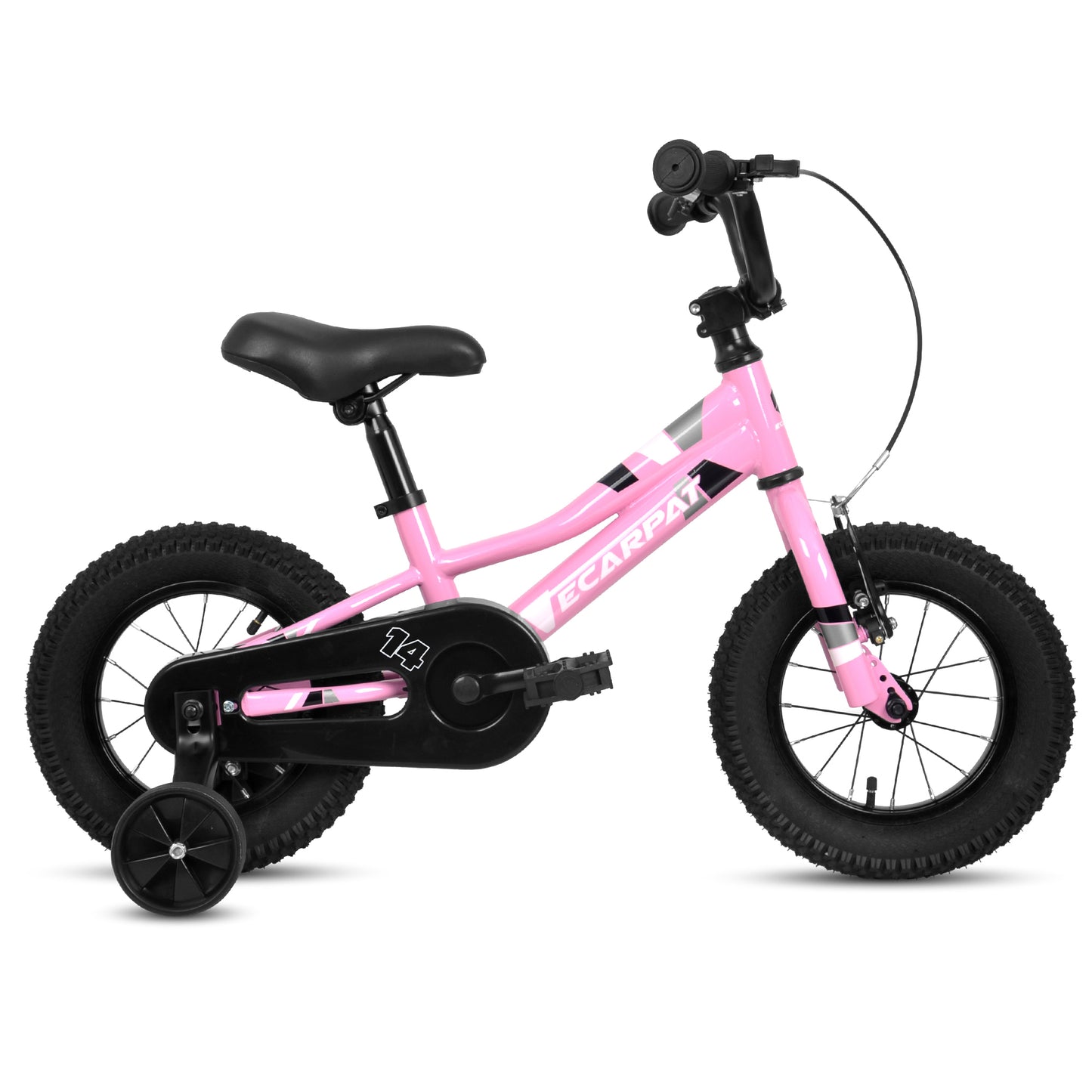 A14117 Ecarpat Kids' Bike 14 Inch Wheels, 1-Speed Boys Girls Child Bicycles For3-5Years, With Removable Training Wheels Baby Toys, Front V Brake, Rear Holding Brake