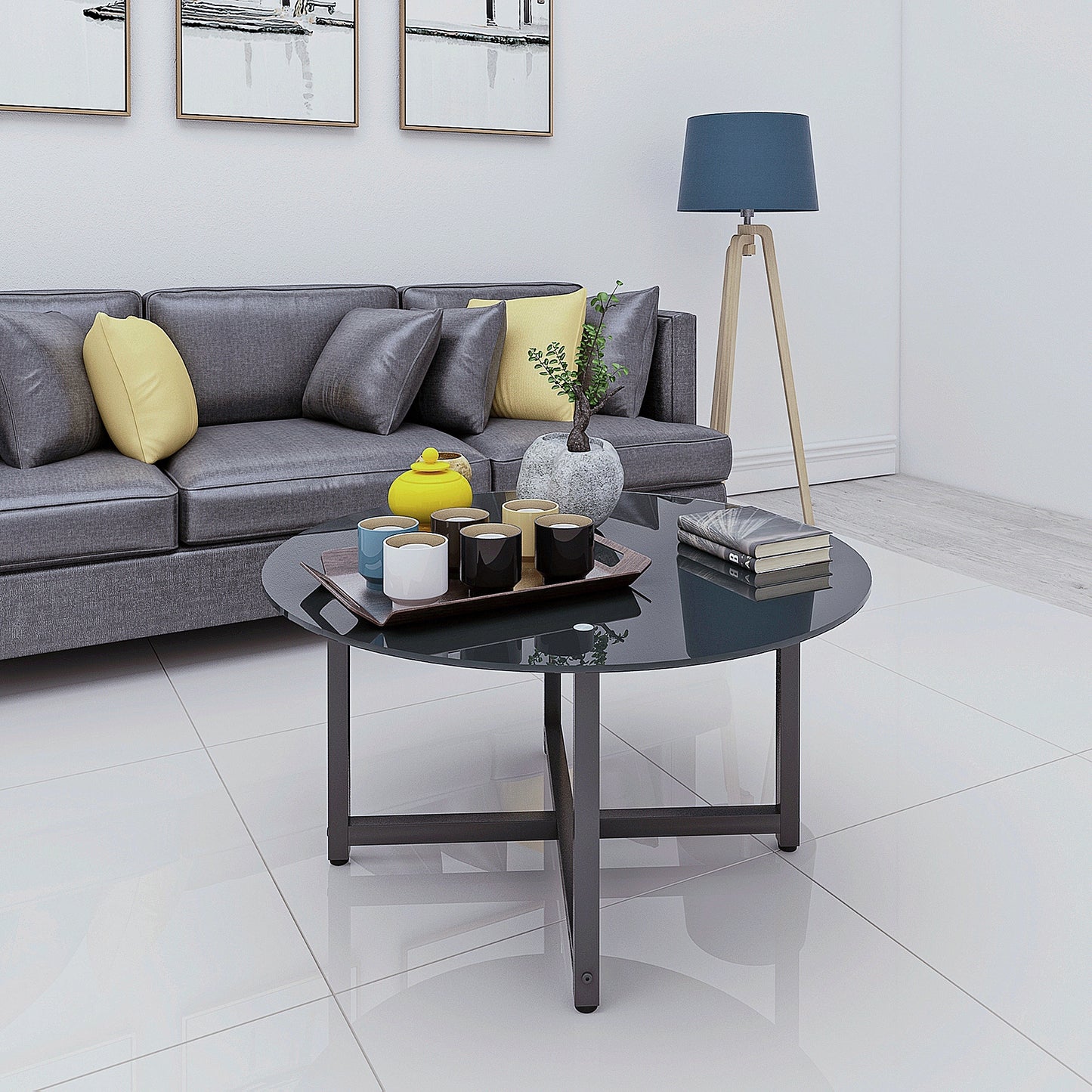 Elevate Your Living Room with this Stylish Whole Black Glass Coffee Table