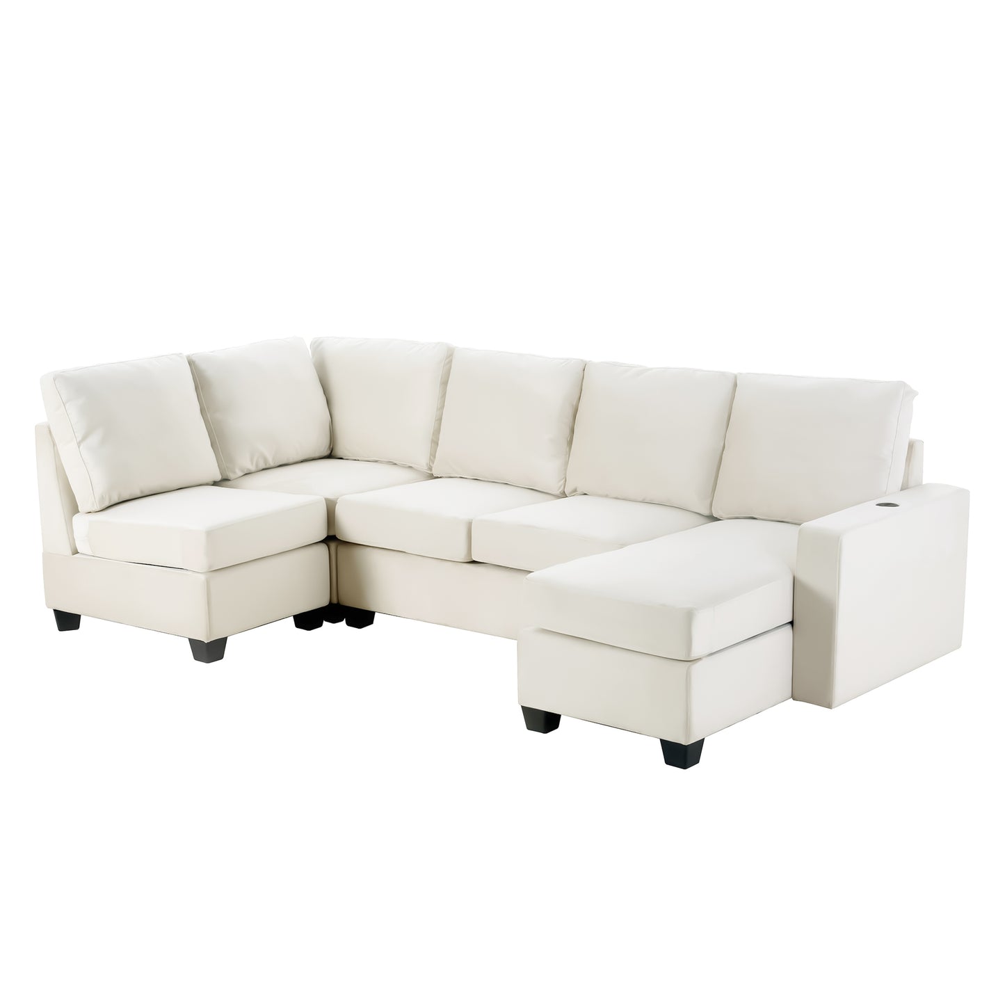 Modern L-shaped Sectional Sofa with Convertible Chaise Lounge