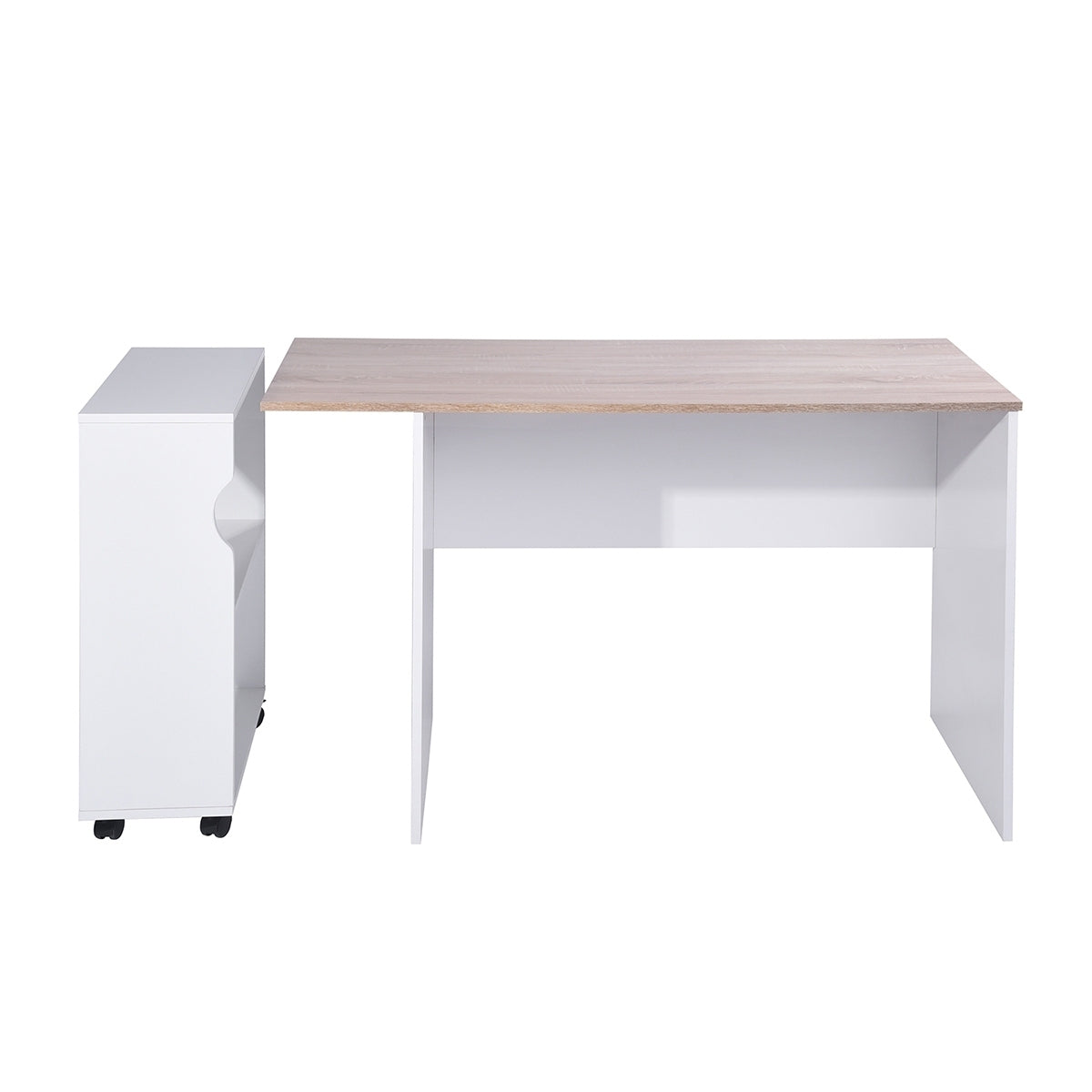 Oak & White Modern Computer Desk with Removable Bookcase - 47.4 L