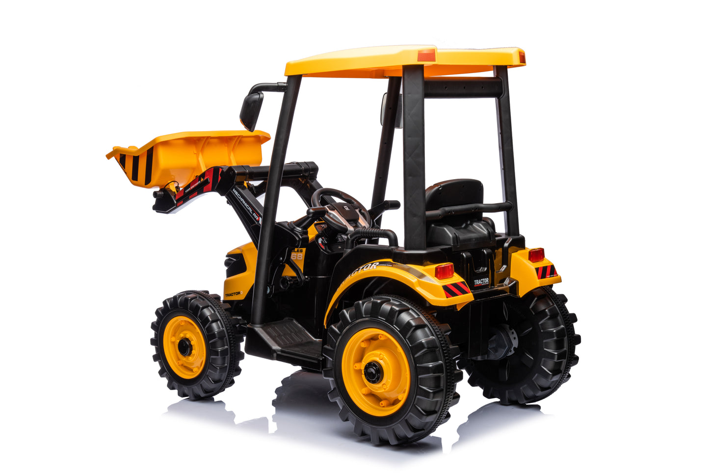 24V Electric Excavator Ride-On Toy for Kids with Trailer - Yellow