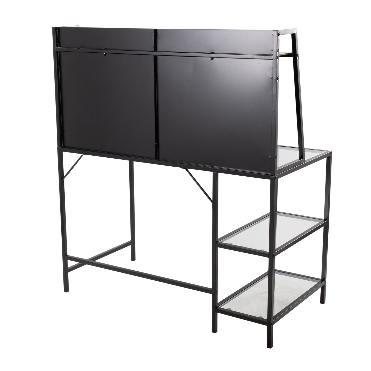 LumiSource Modern Clear Glass and Black Metal Desk