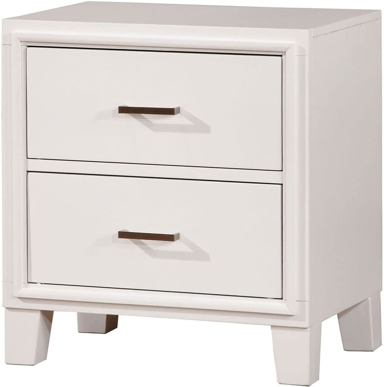 Simple Casual 1pc Nightstand White Color Solid wood Bedroom Furniture Transitional Look Nightstand Nickel Bar Pull