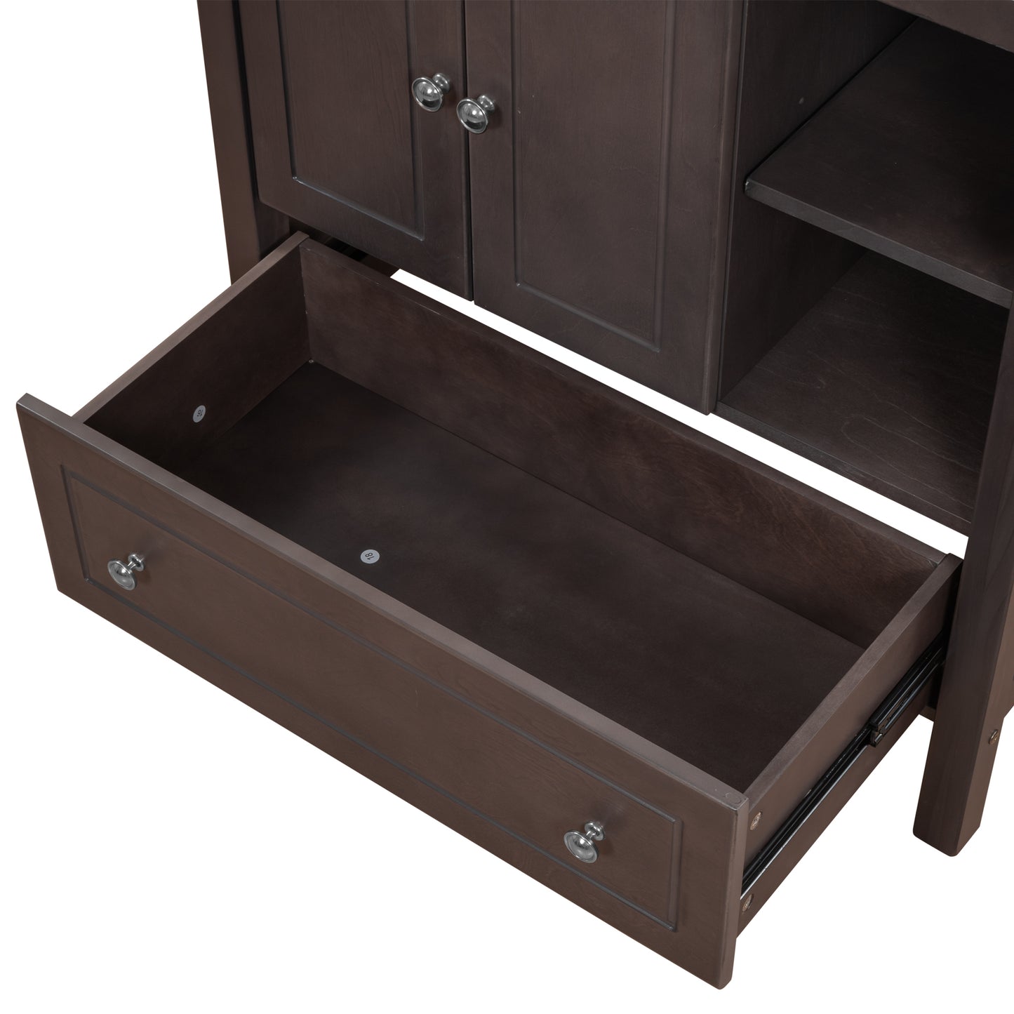 30" Bathroom Vanity with Sink, Bathroom Storage Cabinet with Doors and Drawers, Solid Wood Frame, Ceramic Sink, Brown