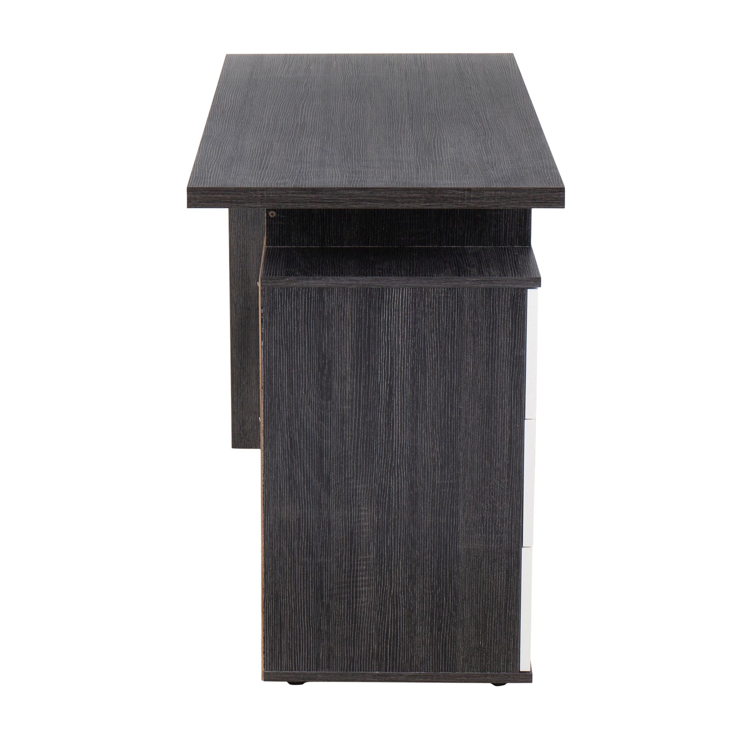 LumiSource Quinn Modern Charcoal Wood Desk with White Drawers