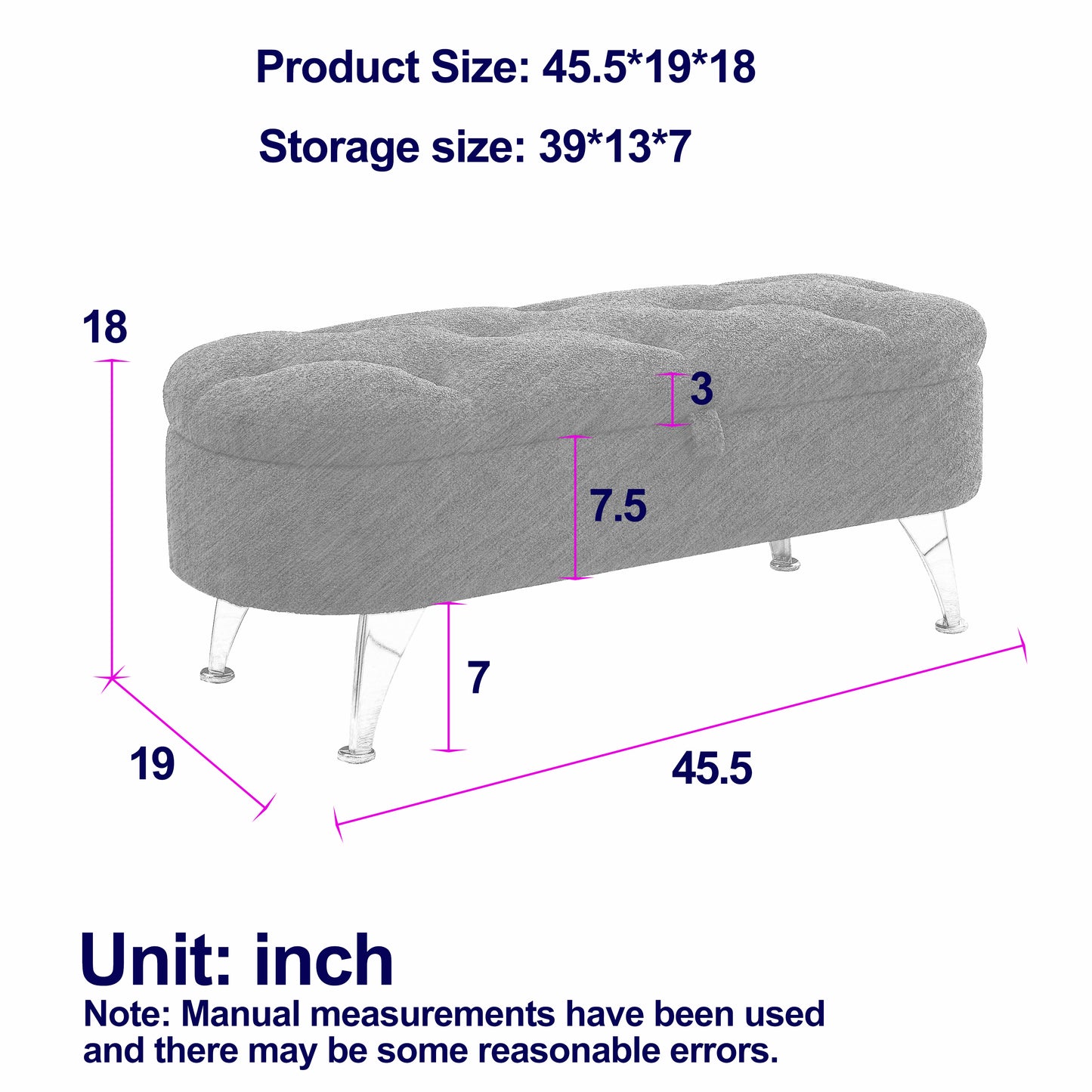 [Video] Welike Length 45.5 inches Storage Ottoman Bench Upholstered Fabric Storage Bench End of Bed Stool with Safety Hinge for Bedroom, Living Room, Entryway, Teddy White (Ivory)