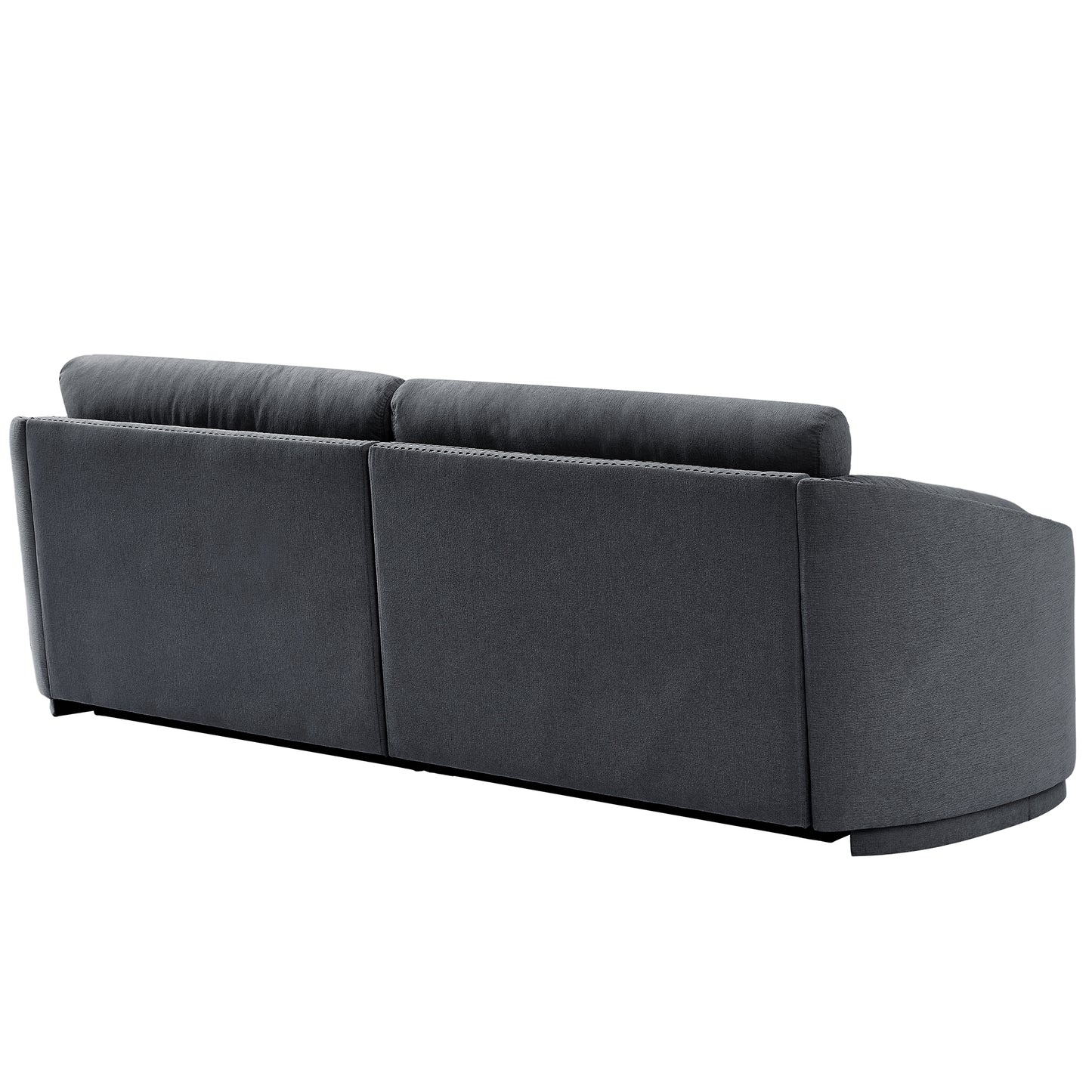 U_Style Stylish Sofa with Semilunar Arm, Rivet Detailing, and Solid Frame for Living Room