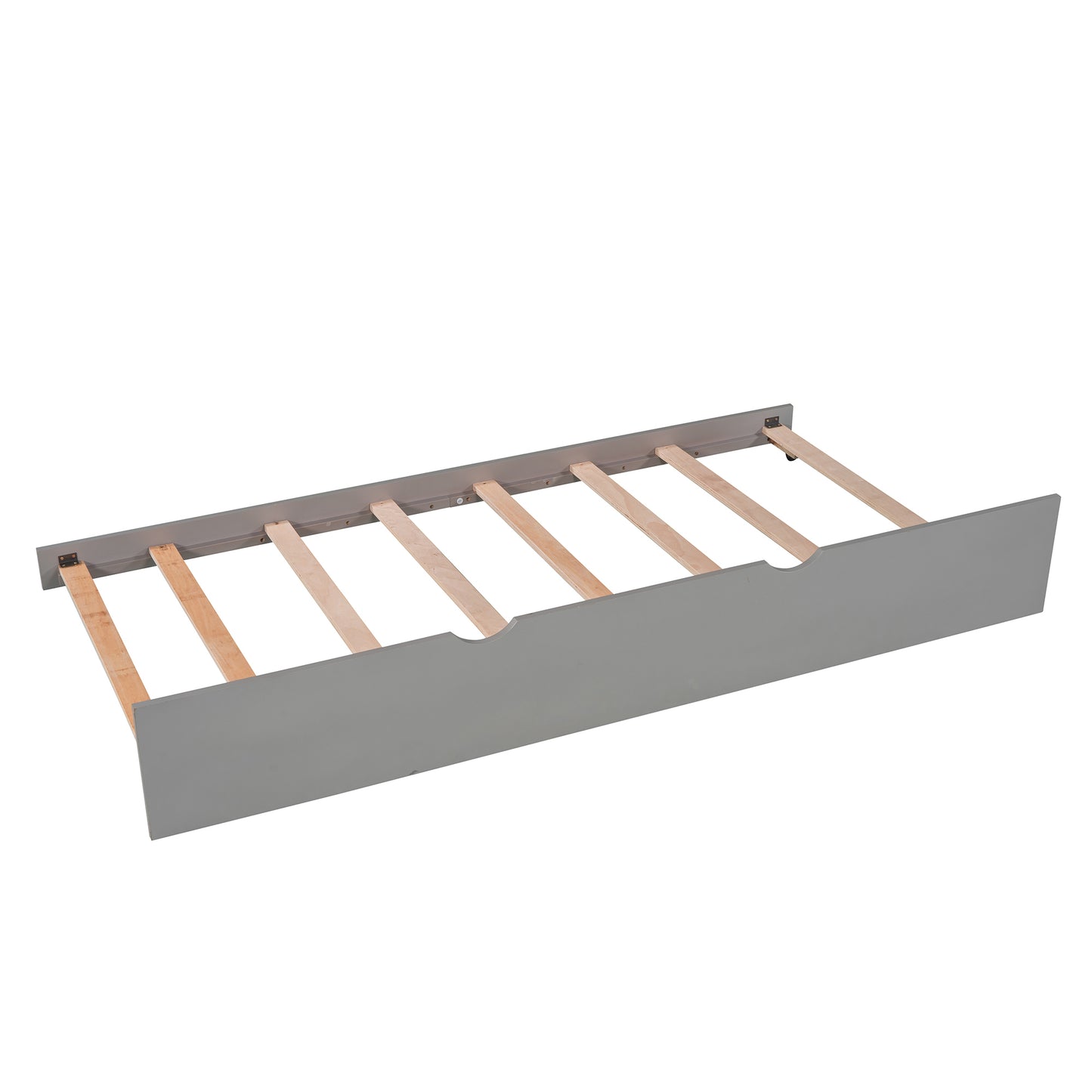 L-shaped Platform Bed with Trundle and Drawers Linked with built-in Desk,Twin,Gray