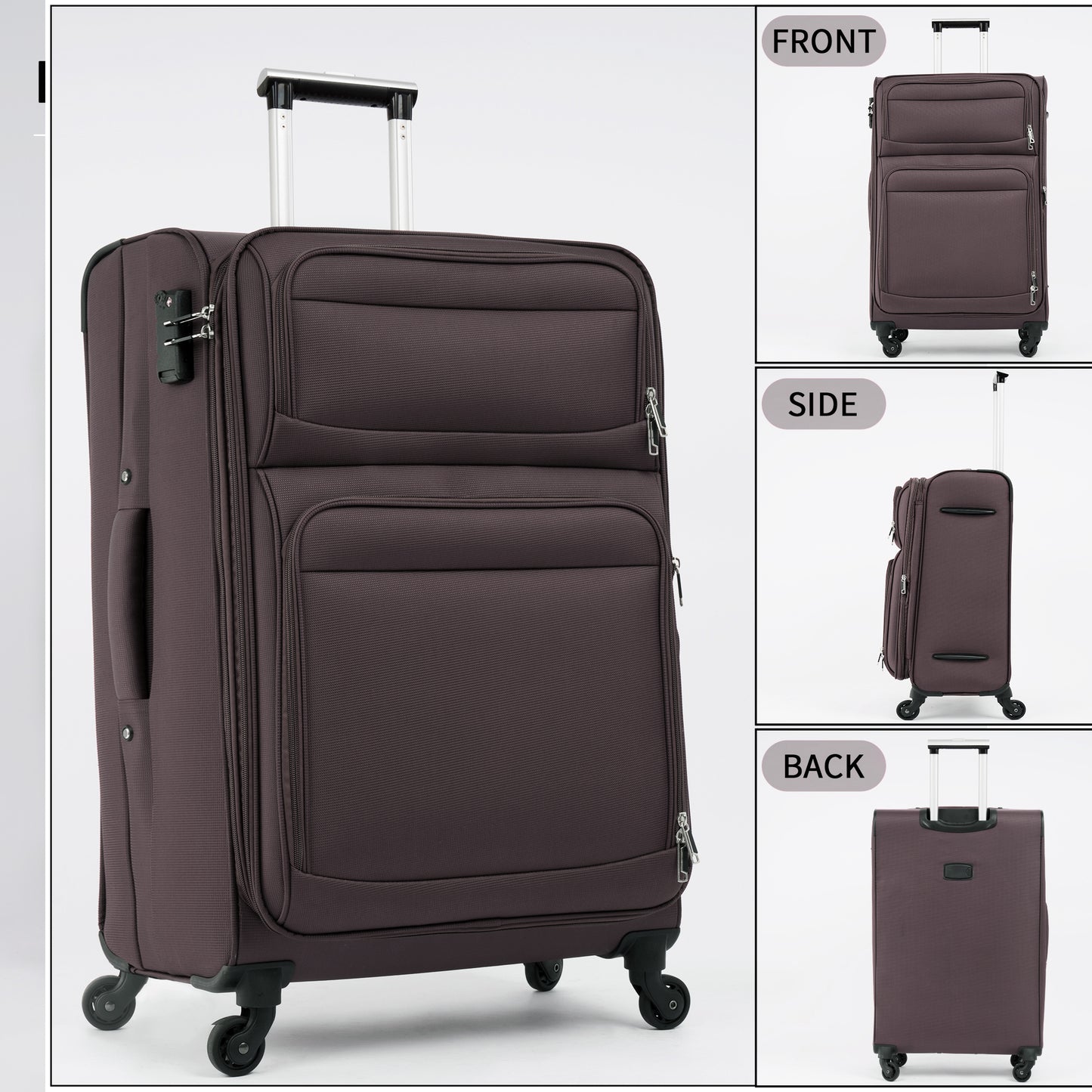 Softside Luggage Expandable 3 Piece Set Suitcase Upright Spinner Softshell Lightweight Luggage Travel Set