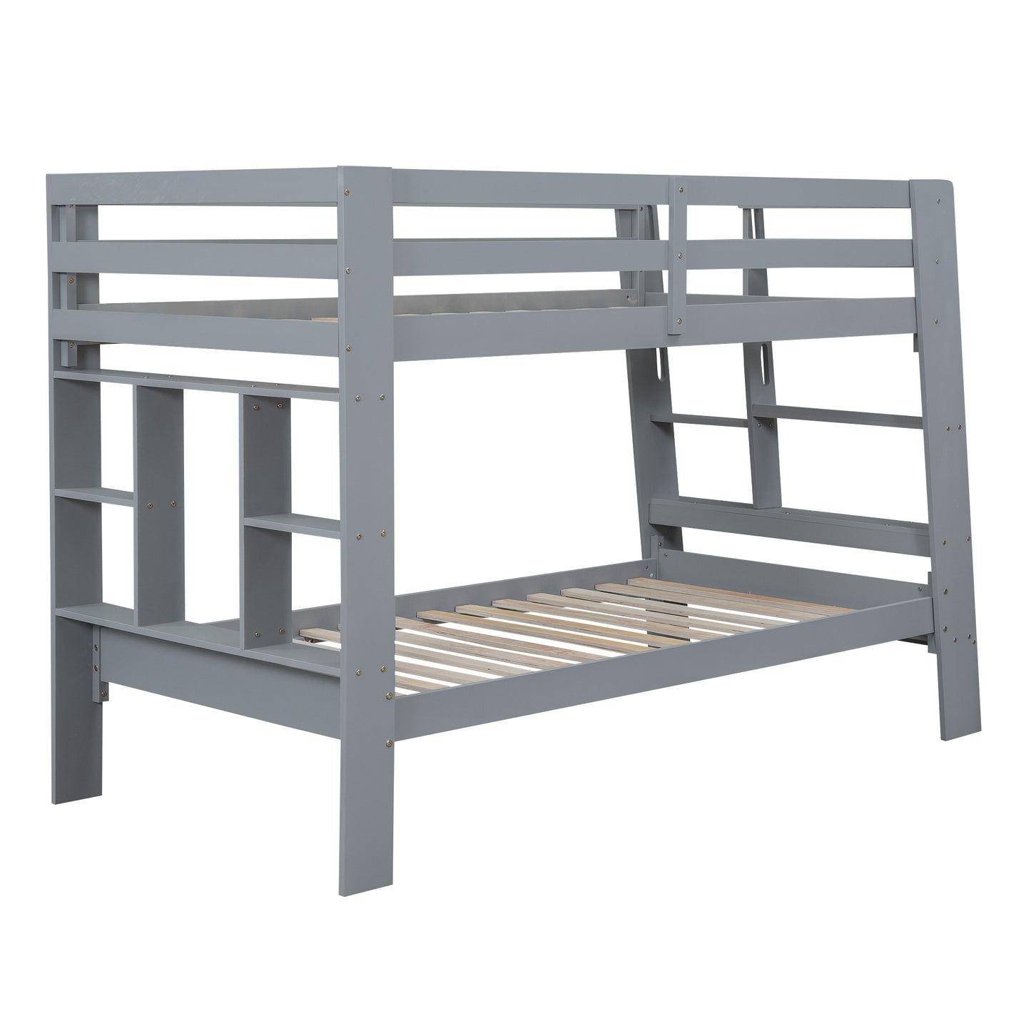 Gray Twin Bunk Bed with Sleek Design and Ample Storage