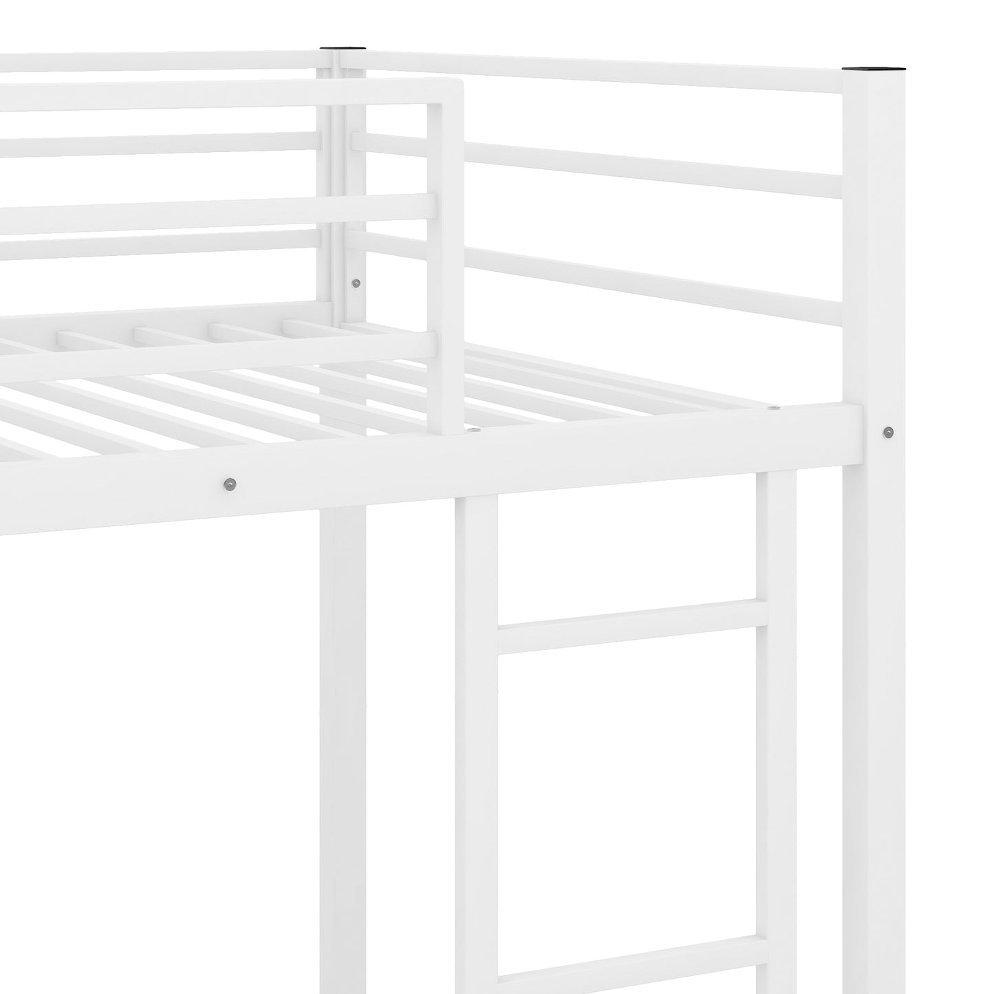 Metal Bunk Bed with Ladder, Twin over Twin, White Finish - Stylish and Functional Twin Metal Bunk Bed