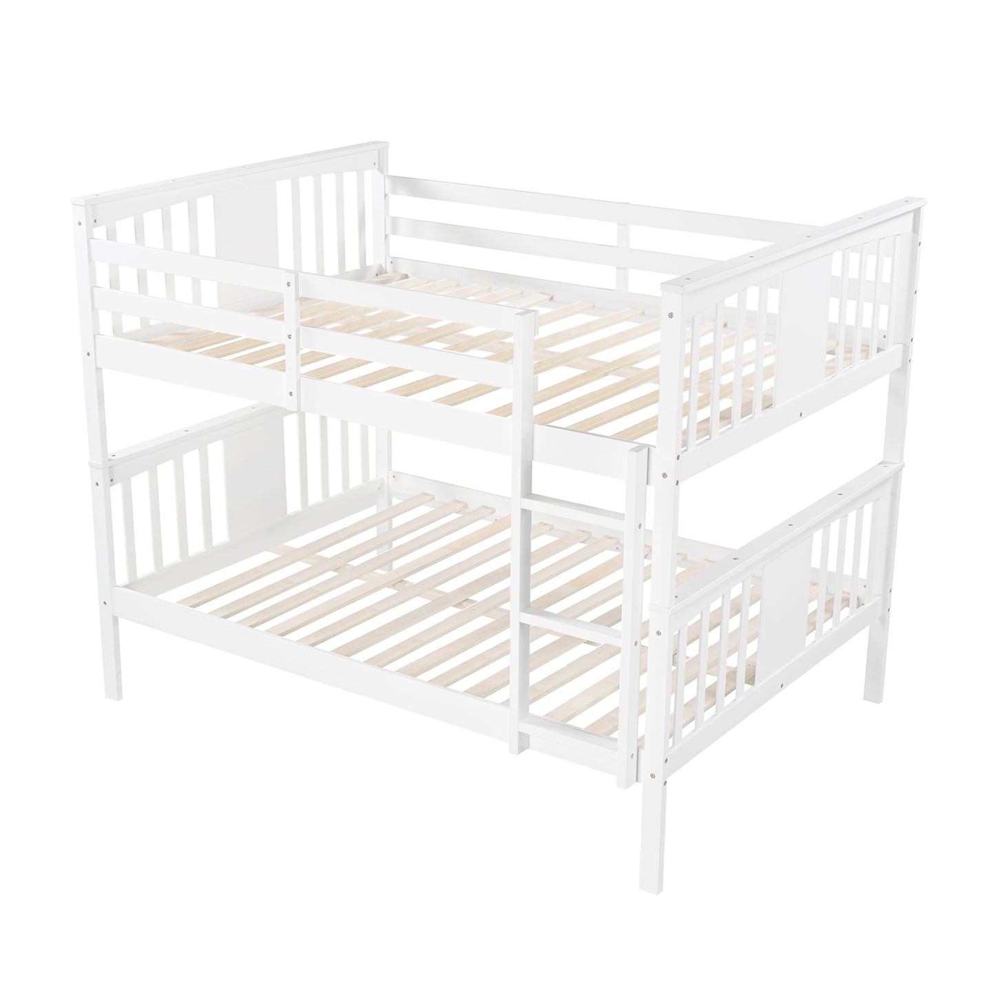 Stylish White Full-Size Bunk Bed with Ladder and Versatile Design